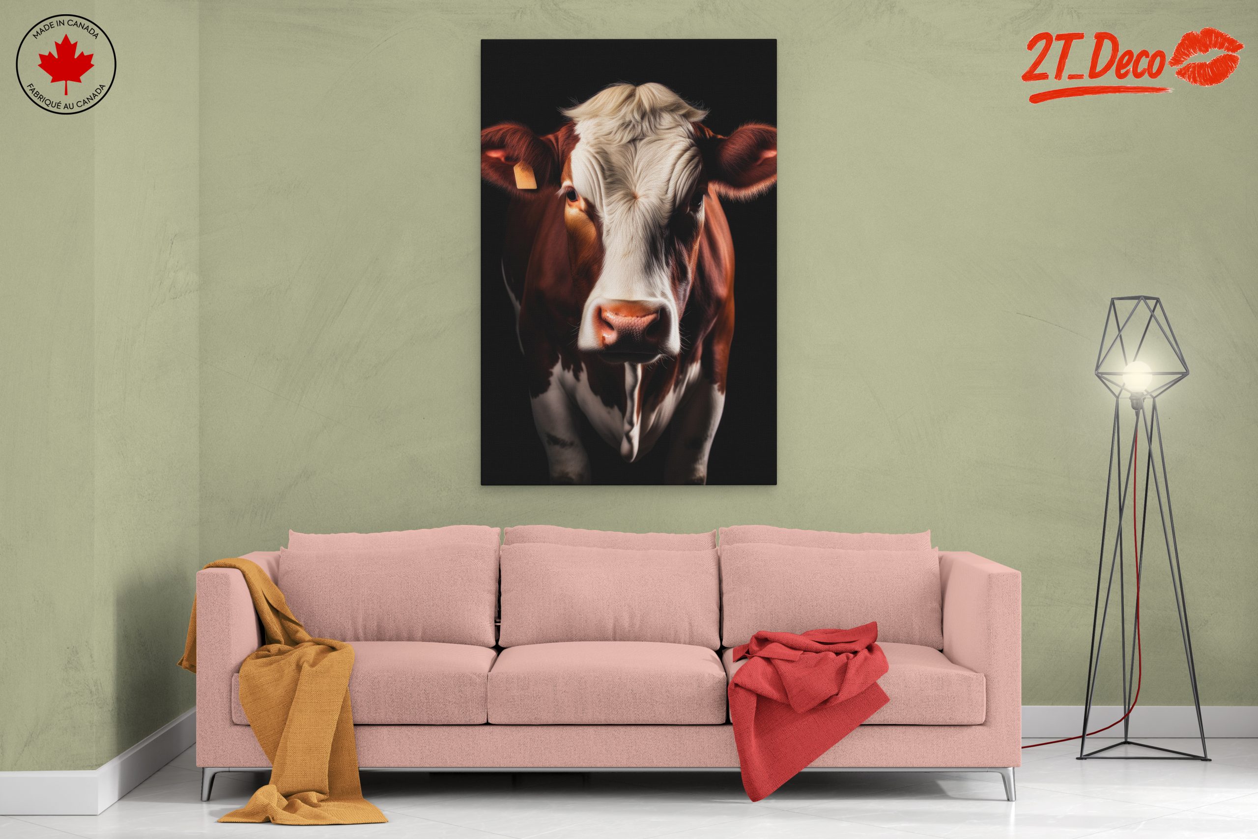 Lifelike Cow Portrait with Black Background - Image 2