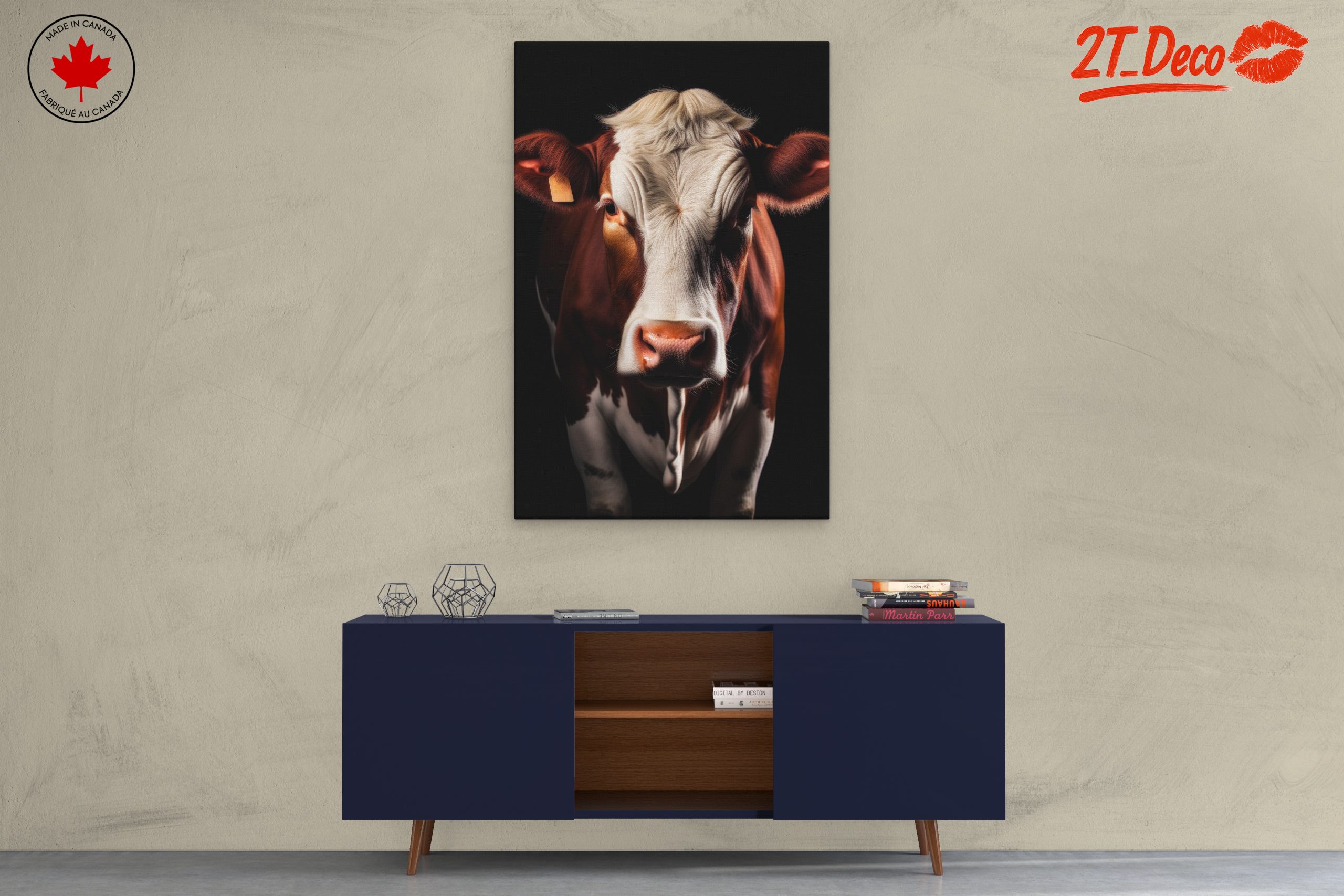 Lifelike Cow Portrait with Black Background - Image 3