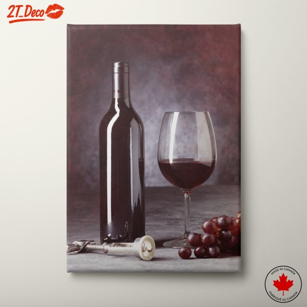 Elegant Red Wine Bottle and Glass Art