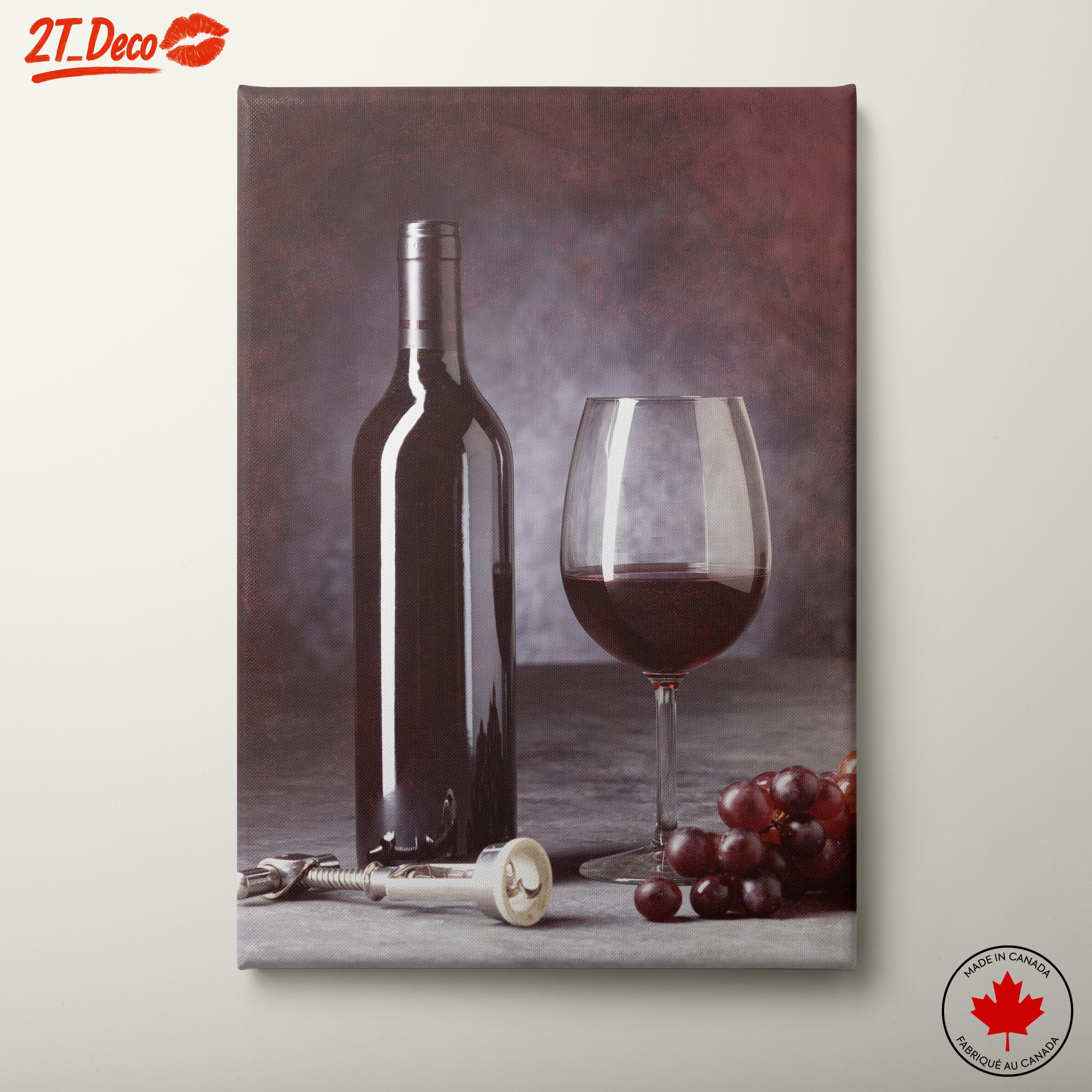Elegant Red Wine Bottle and Glass Art