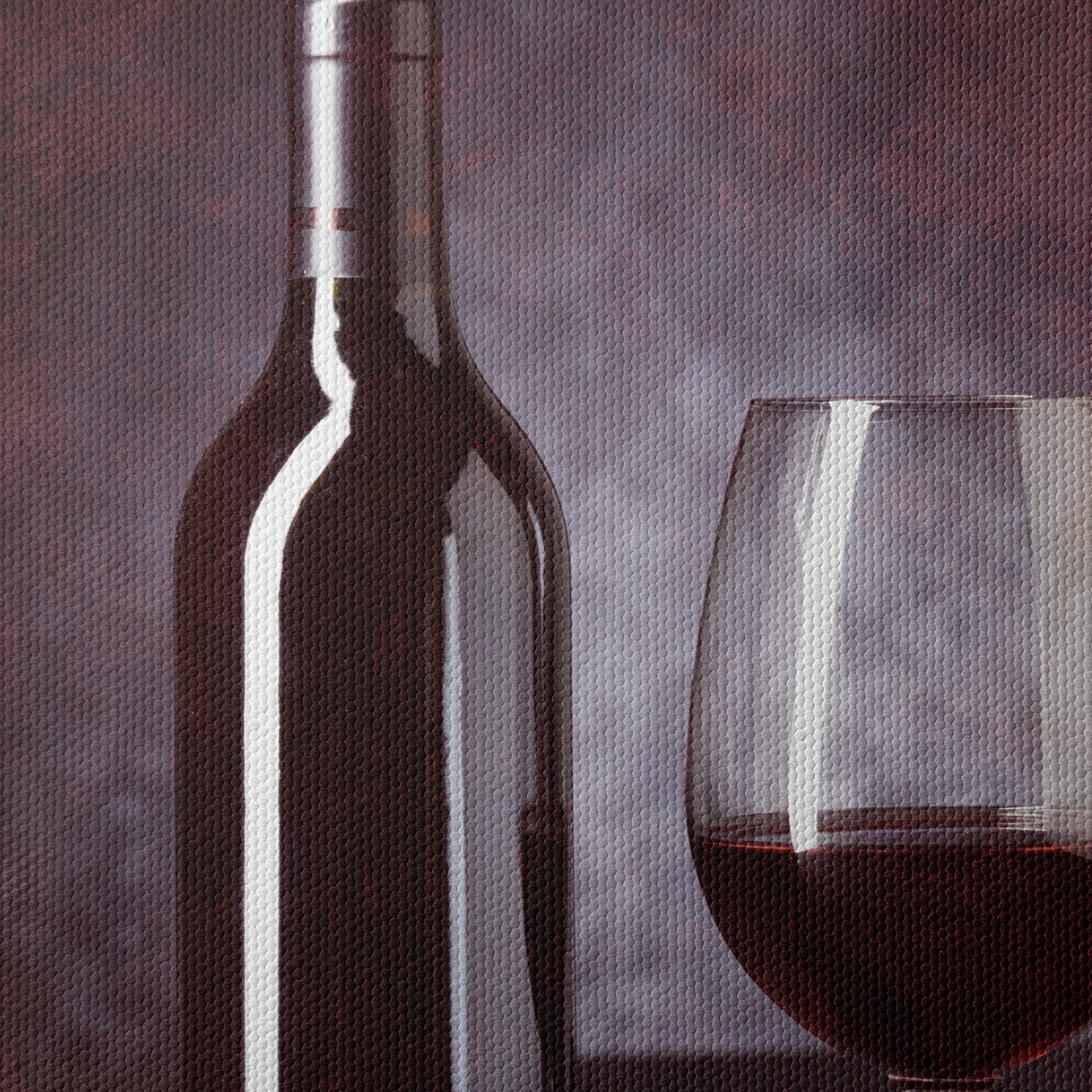 Elegant Red Wine Bottle and Glass Art - Image 4