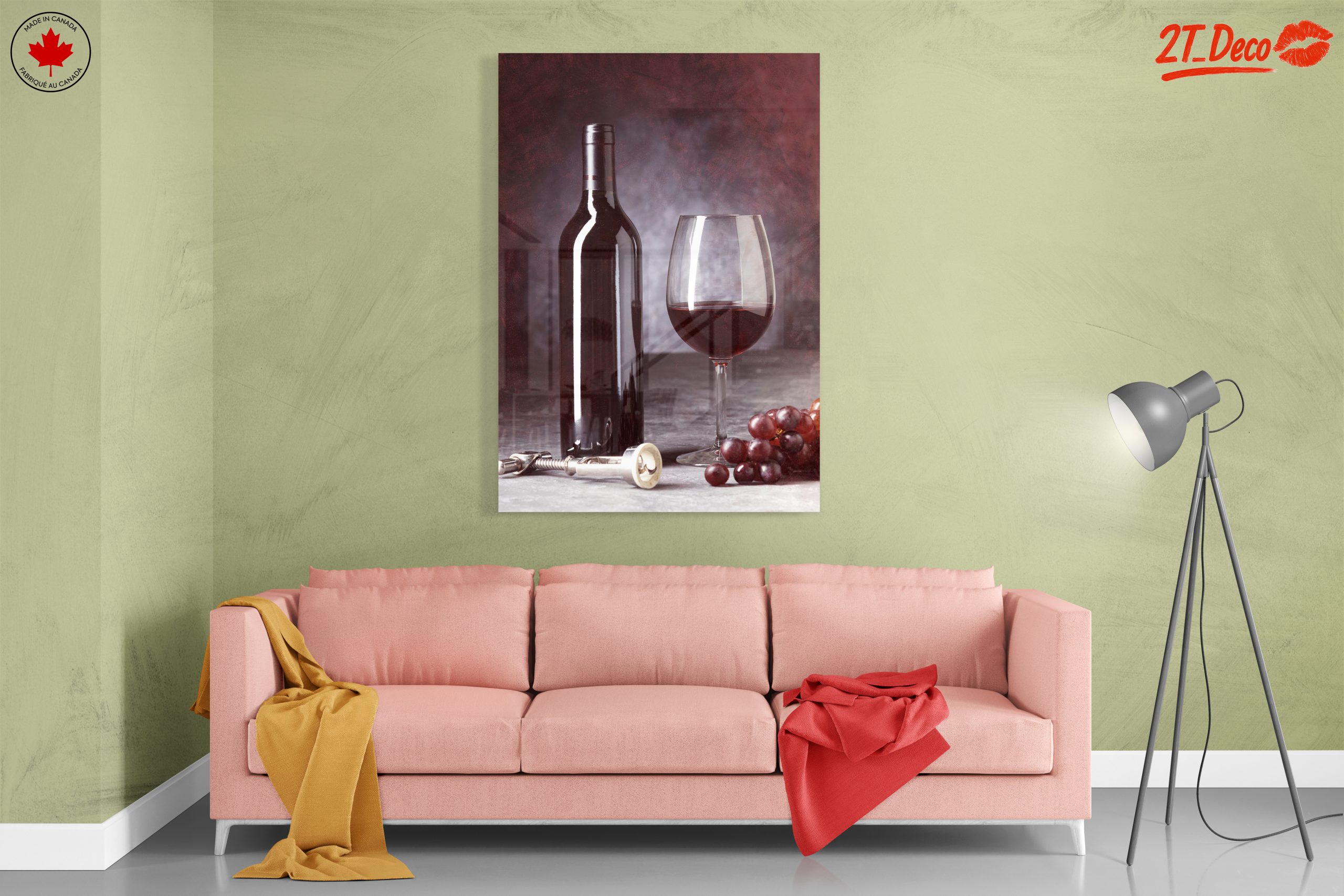 Elegant Red Wine Bottle and Glass Art - Image 7