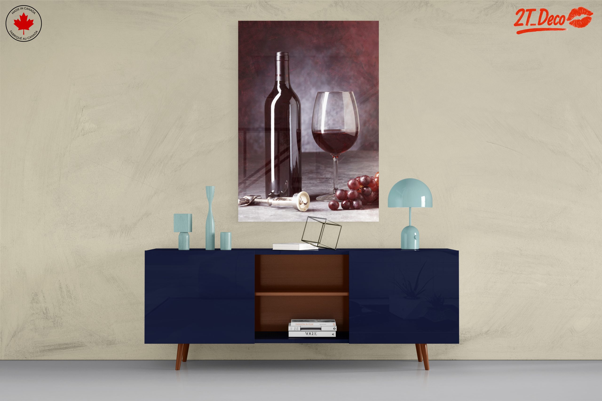 Elegant Red Wine Bottle and Glass Art - Image 8