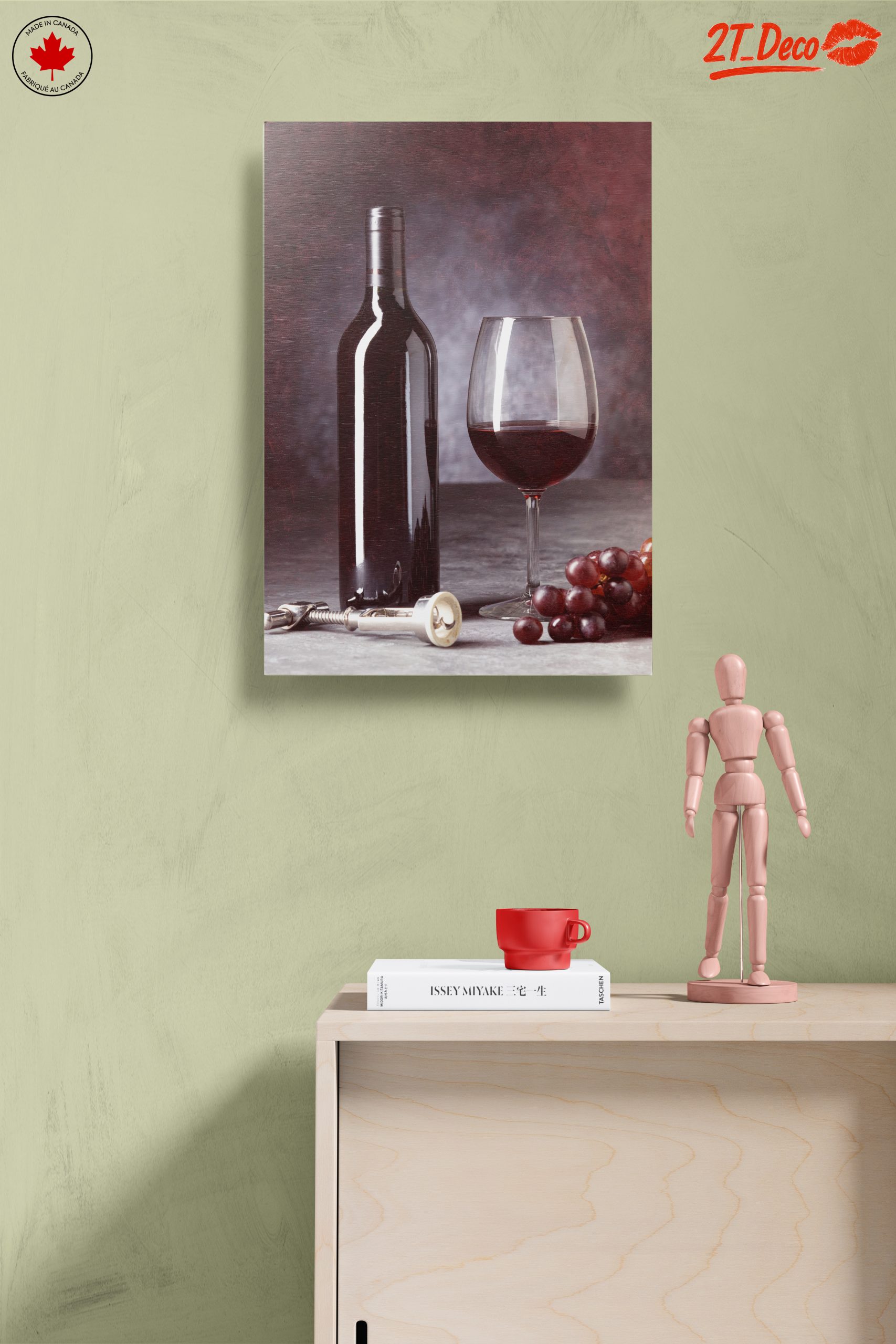 Elegant Red Wine Bottle and Glass Art - Image 14
