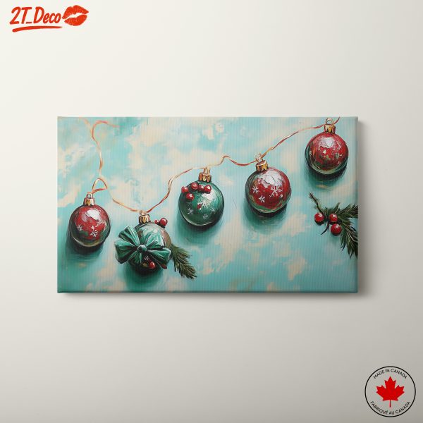 Colorful Christmas Ornaments on a Blue Background