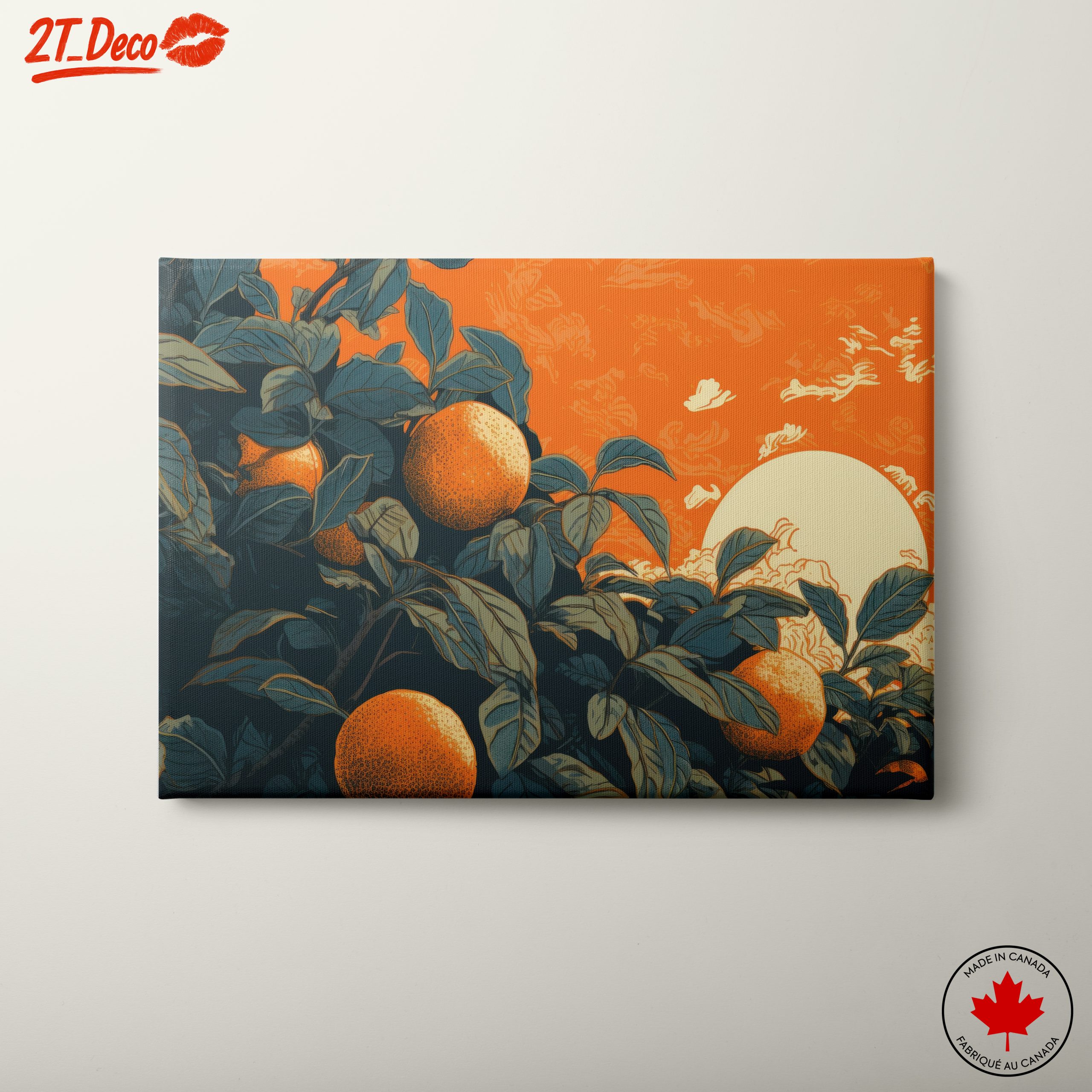 Lush Botanical Art with Oranges and Leaves
