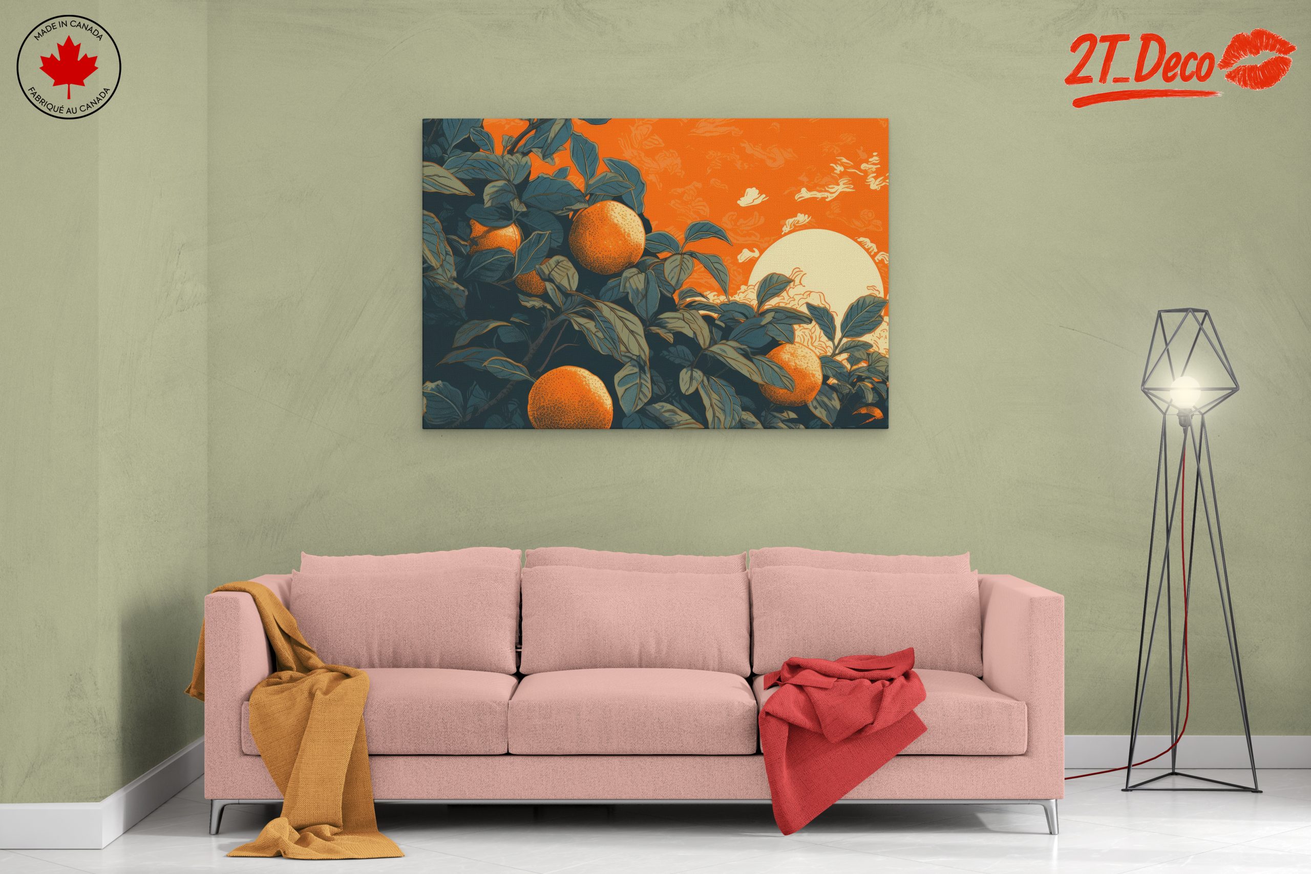 Lush Botanical Art with Oranges and Leaves - Image 2