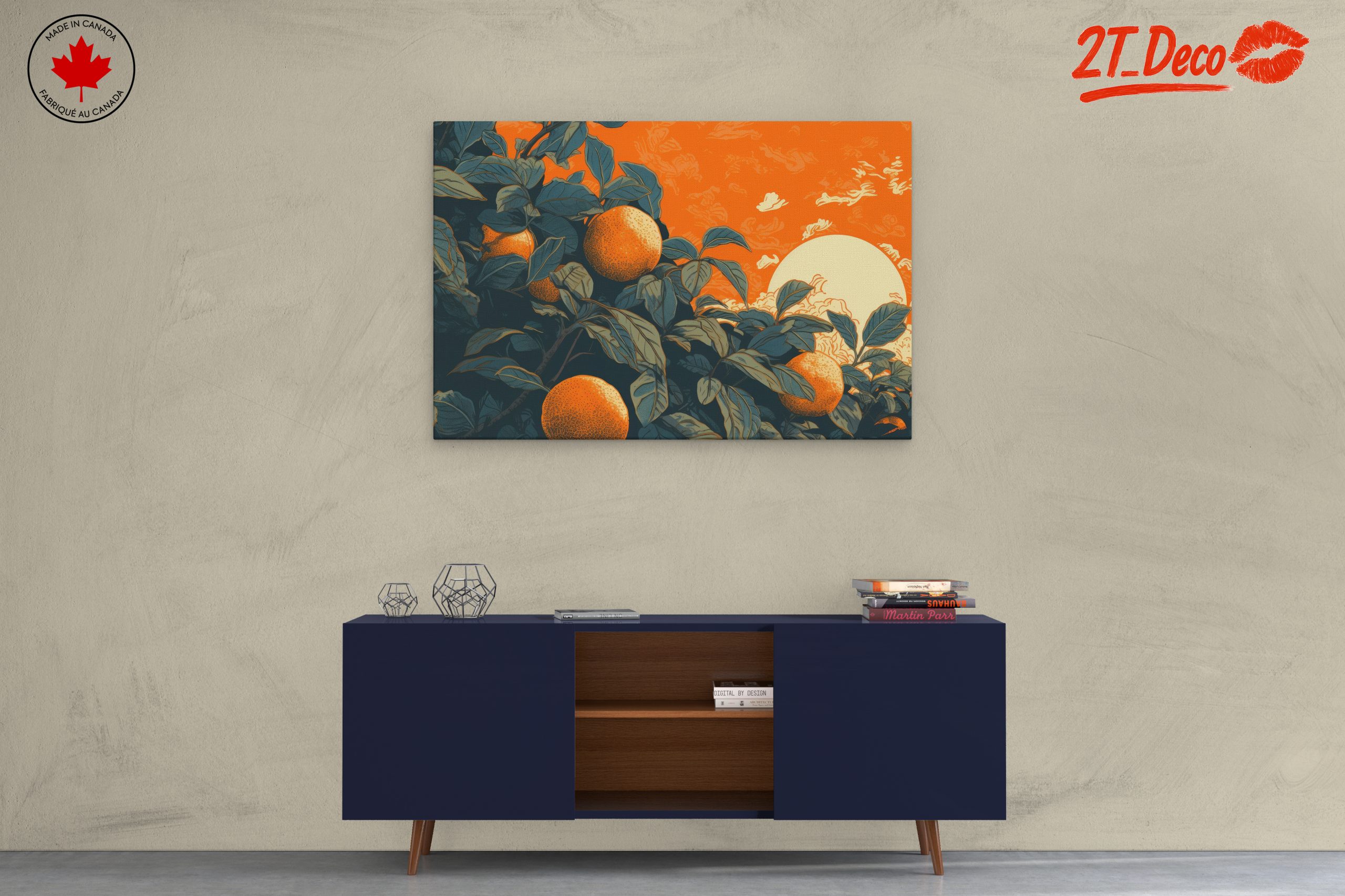 Lush Botanical Art with Oranges and Leaves - Image 3