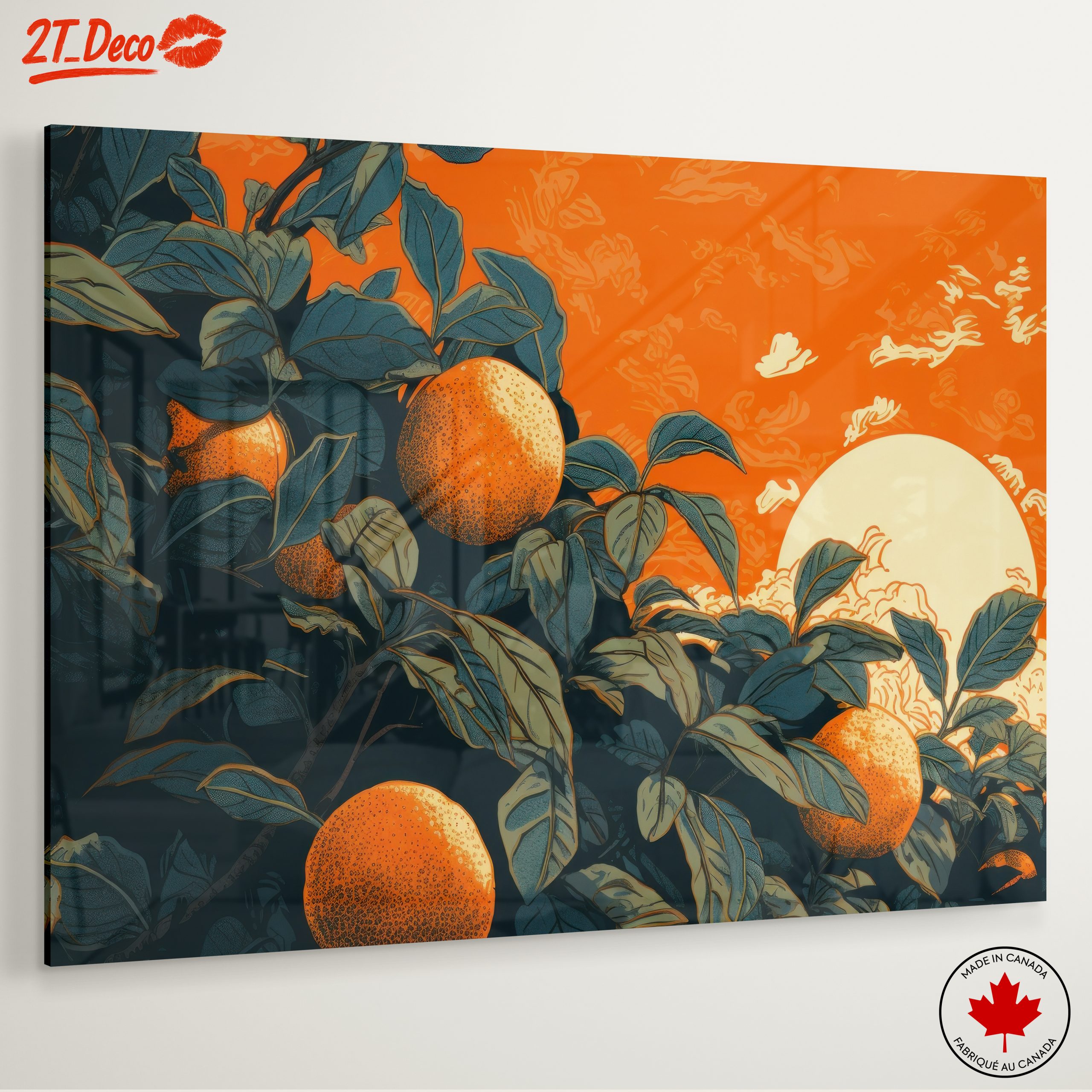 Lush Botanical Art with Oranges and Leaves - Image 6