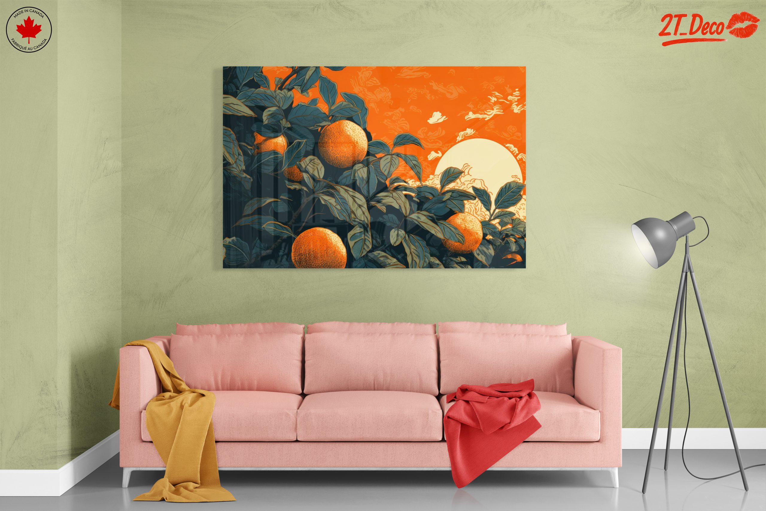 Lush Botanical Art with Oranges and Leaves - Image 7