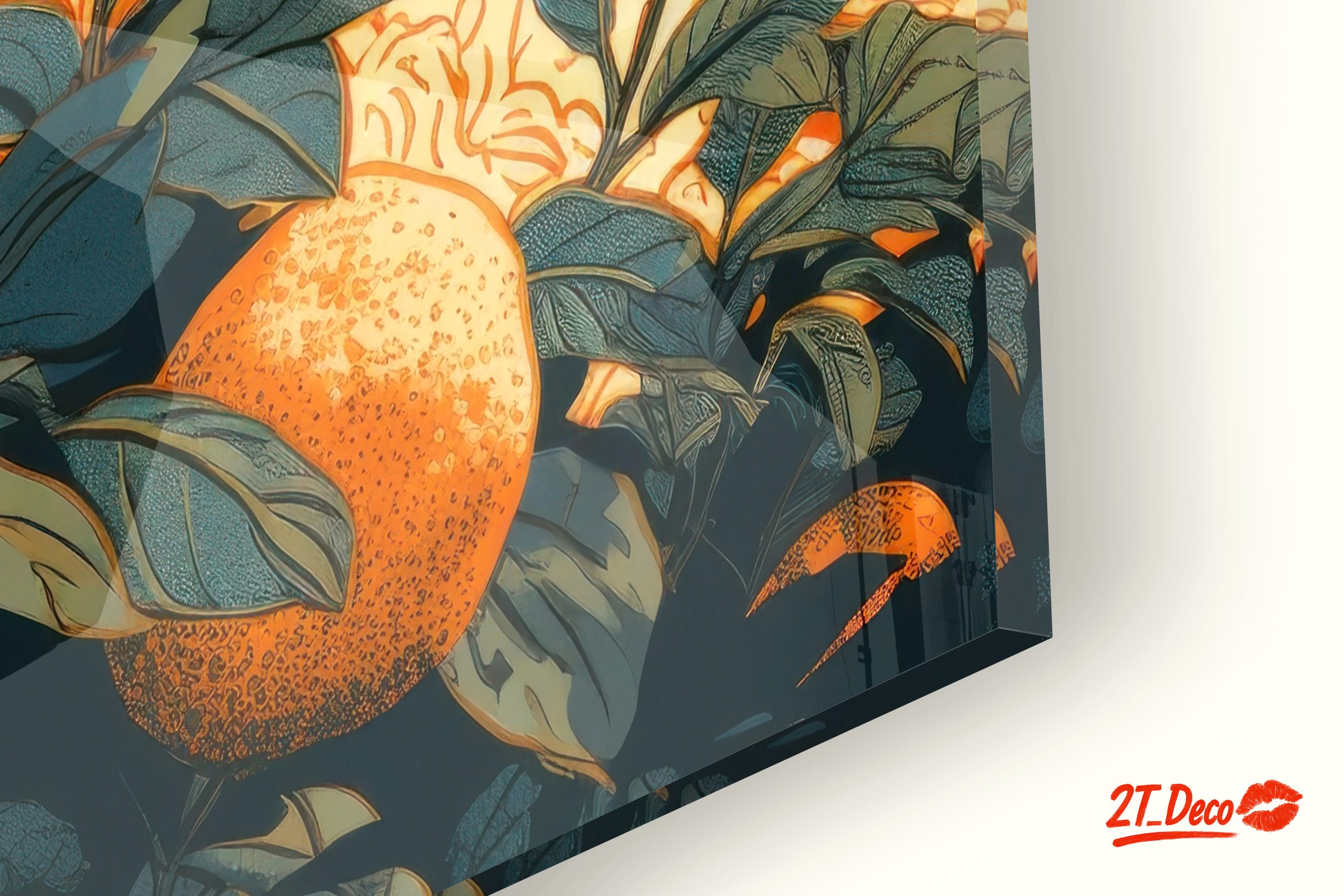 Lush Botanical Art with Oranges and Leaves - Image 9