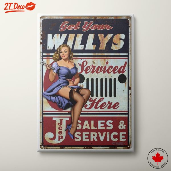 Get Your Willys Serviced Vintage Sign