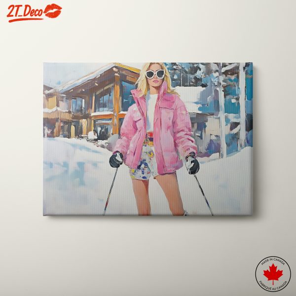 Chic Skiing Scene in Winter Wonderland