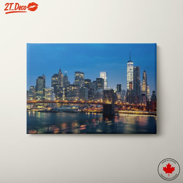City Skyline at Night with Reflective Water