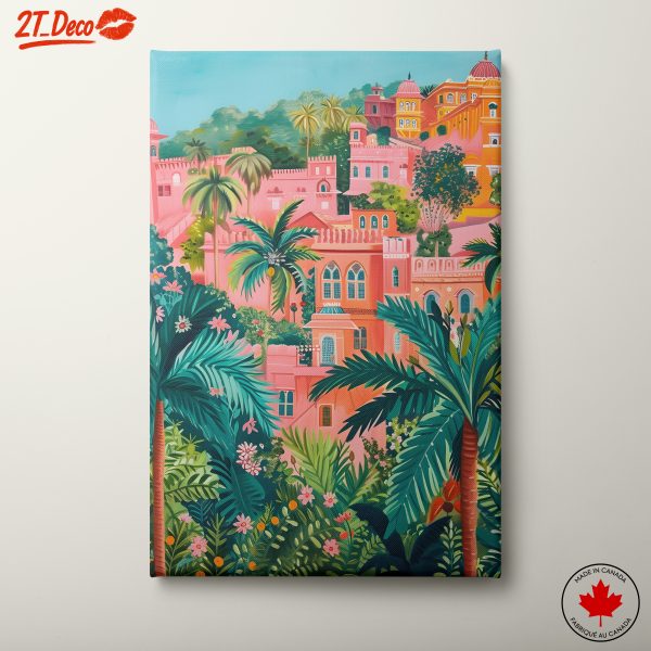 Vibrant Tropical Cityscape Art
