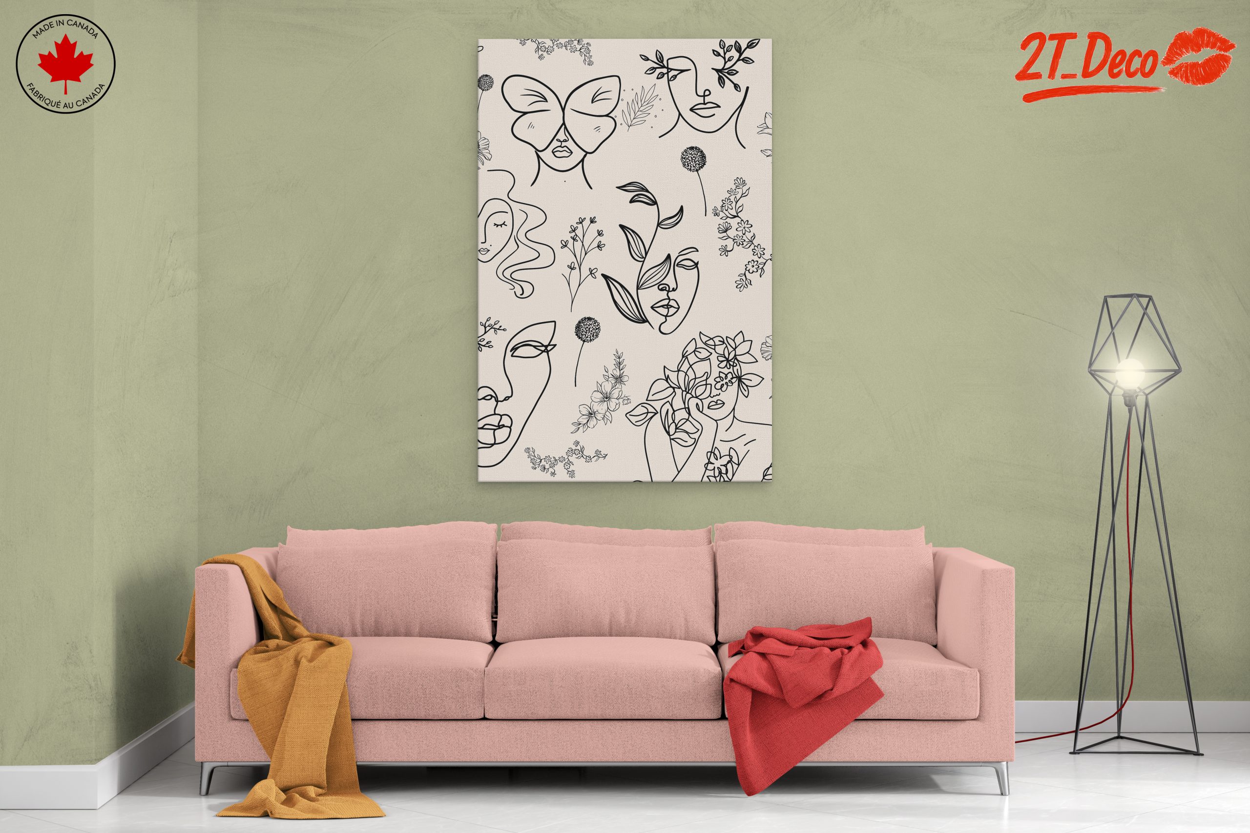 Stylish Contemporary Portrait Art with Floral Elements - Image 2