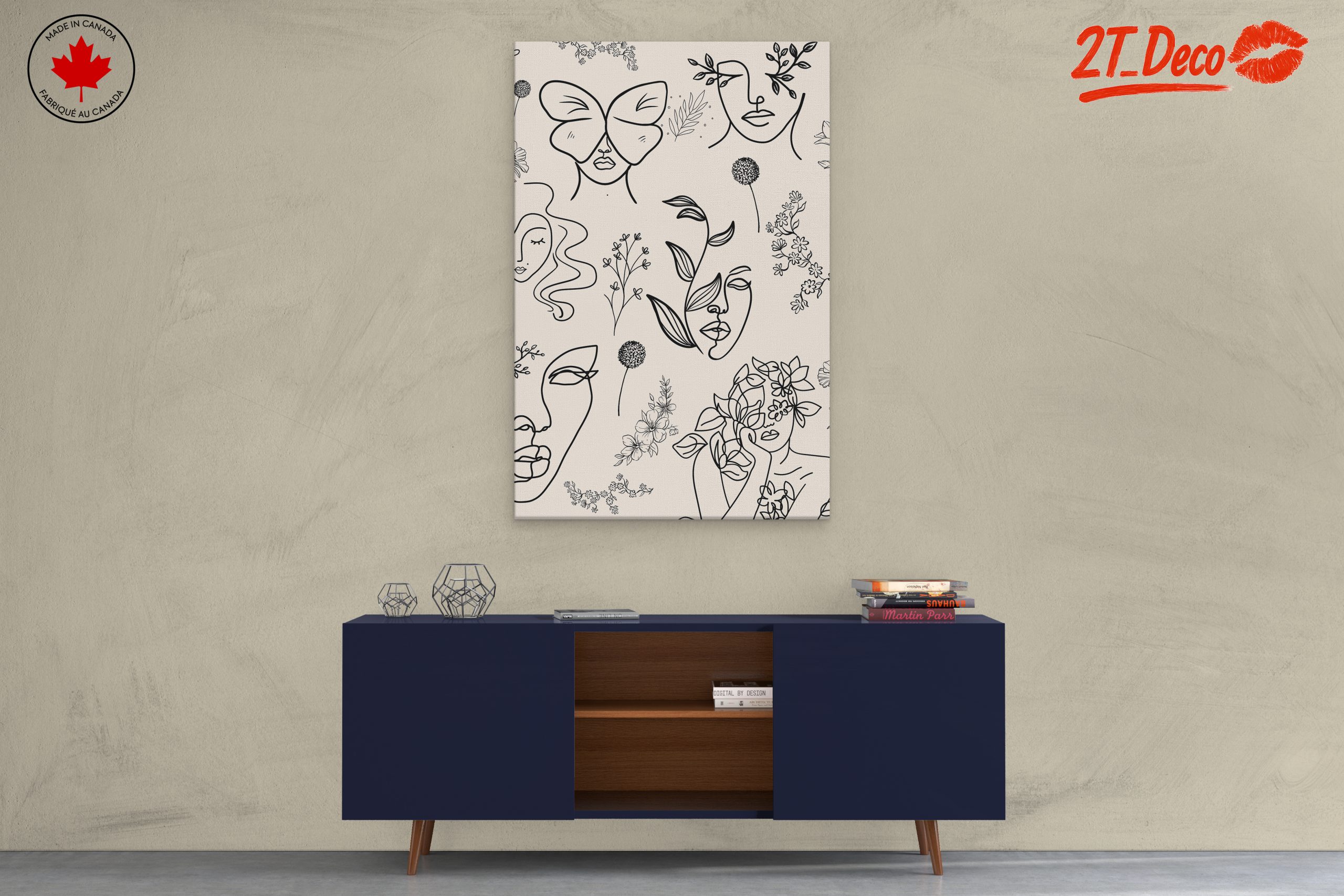 Stylish Contemporary Portrait Art with Floral Elements - Image 3