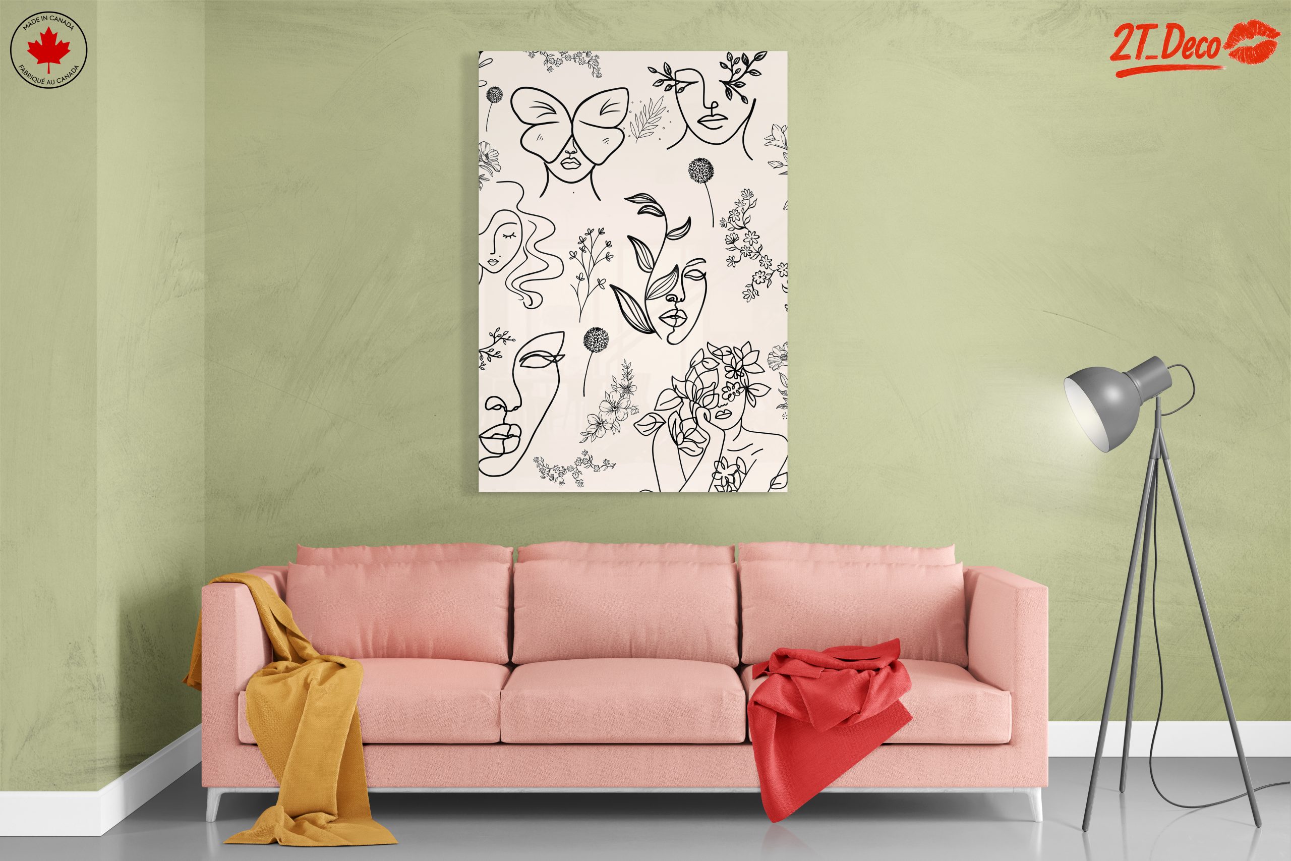 Stylish Contemporary Portrait Art with Floral Elements - Image 7
