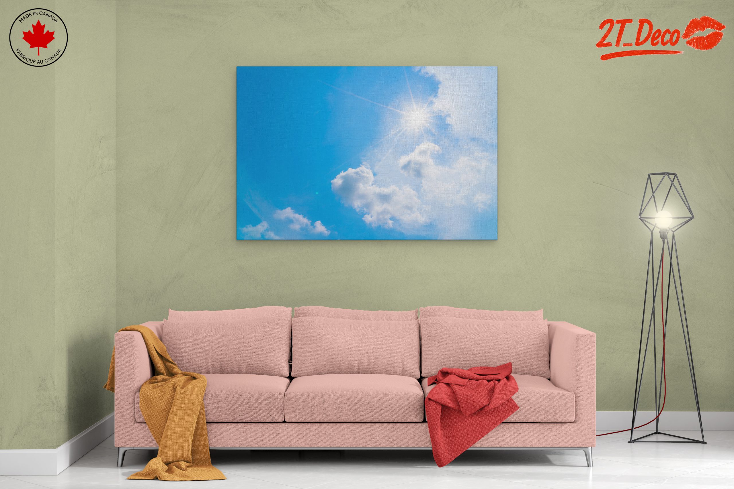 Vibrant Blue Sky with Sunlight and Clouds - Image 2