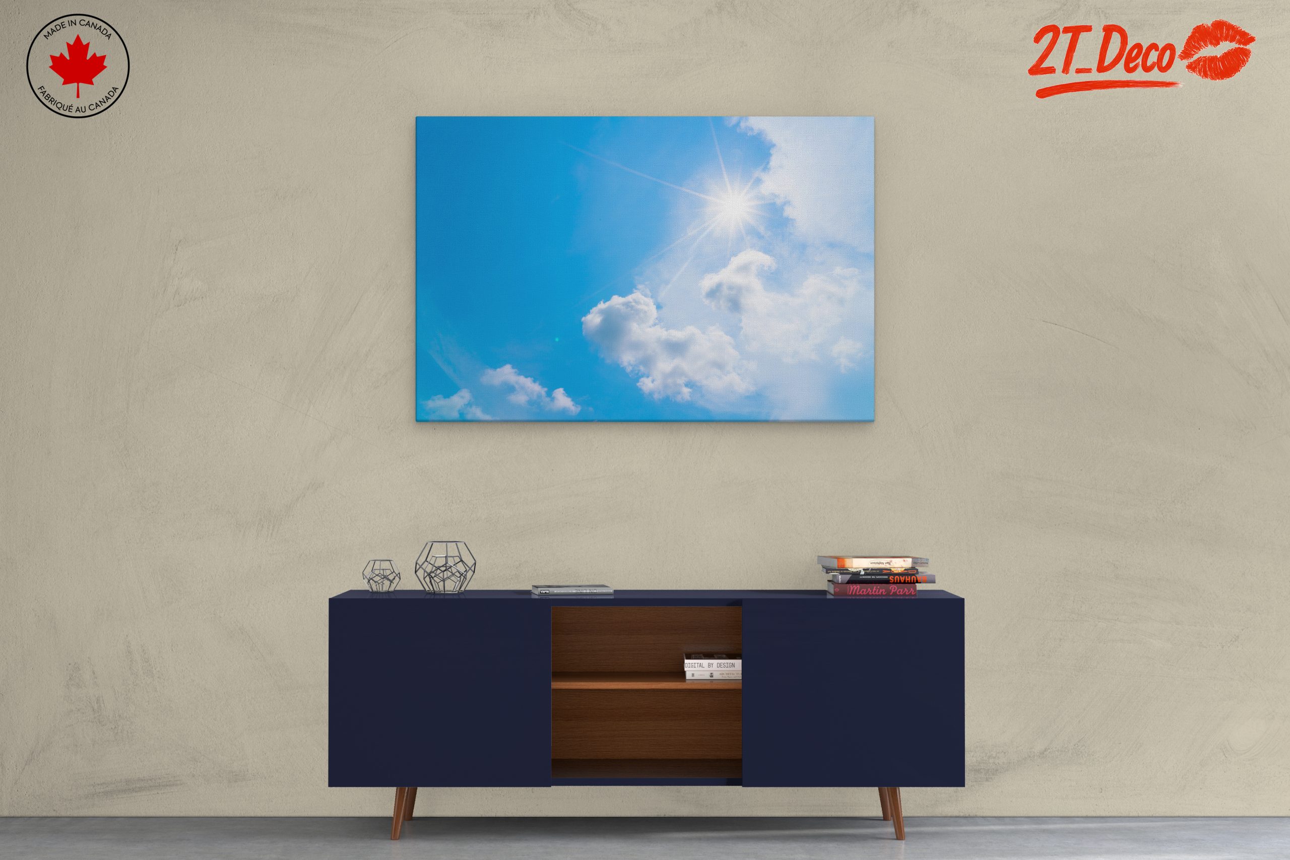 Vibrant Blue Sky with Sunlight and Clouds - Image 3