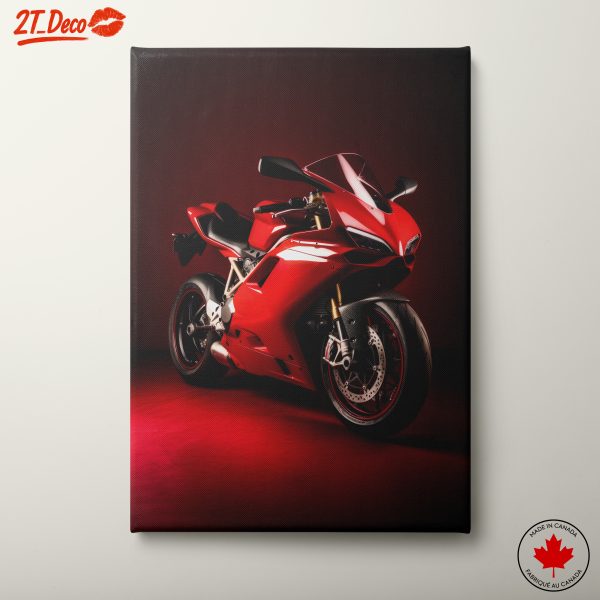 Sleek Red Motorcycle on Vibrant Background