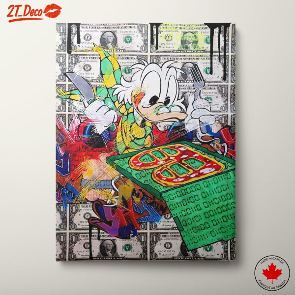 Whimsical Currency Pop Art Featuring Duck
