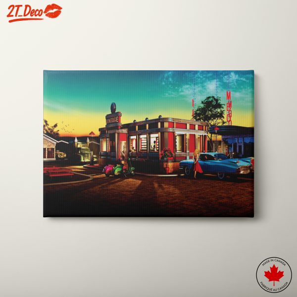 Nostalgic Vintage Diner Scene at Sunset