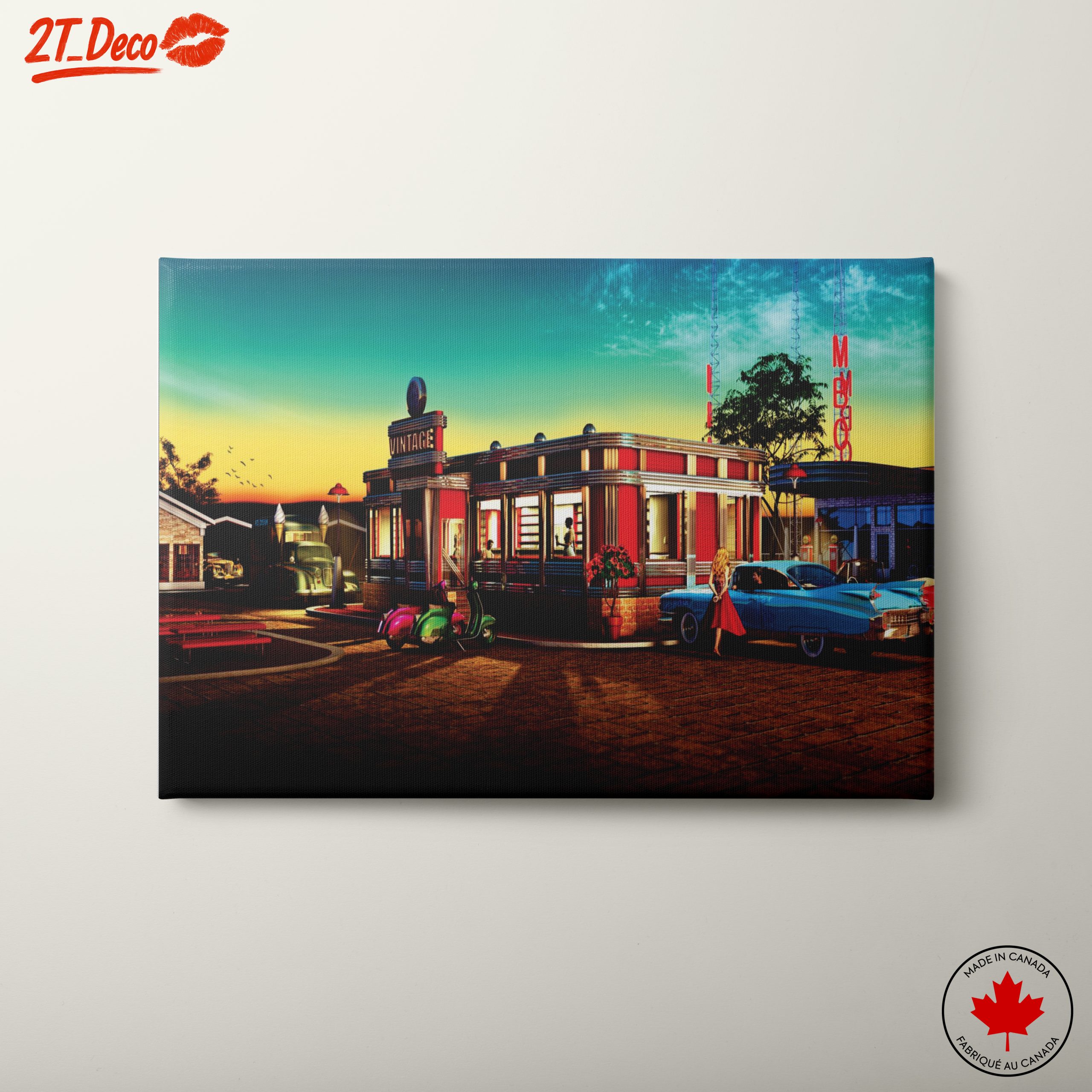Nostalgic Vintage Diner Scene at Sunset