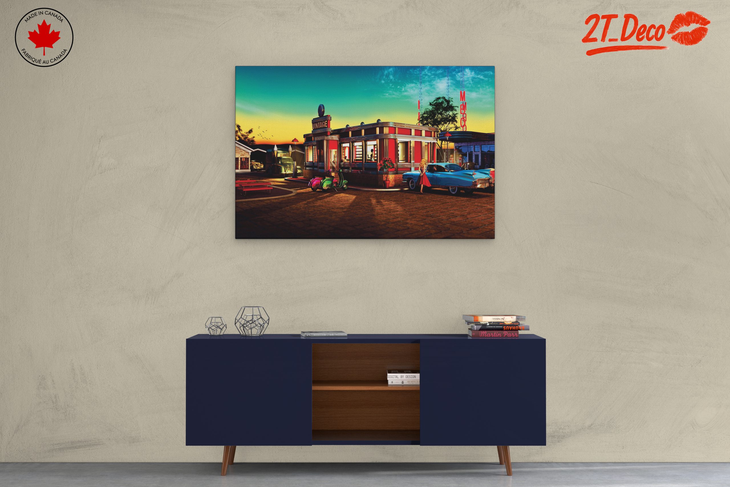 Nostalgic Vintage Diner Scene at Sunset - Image 3