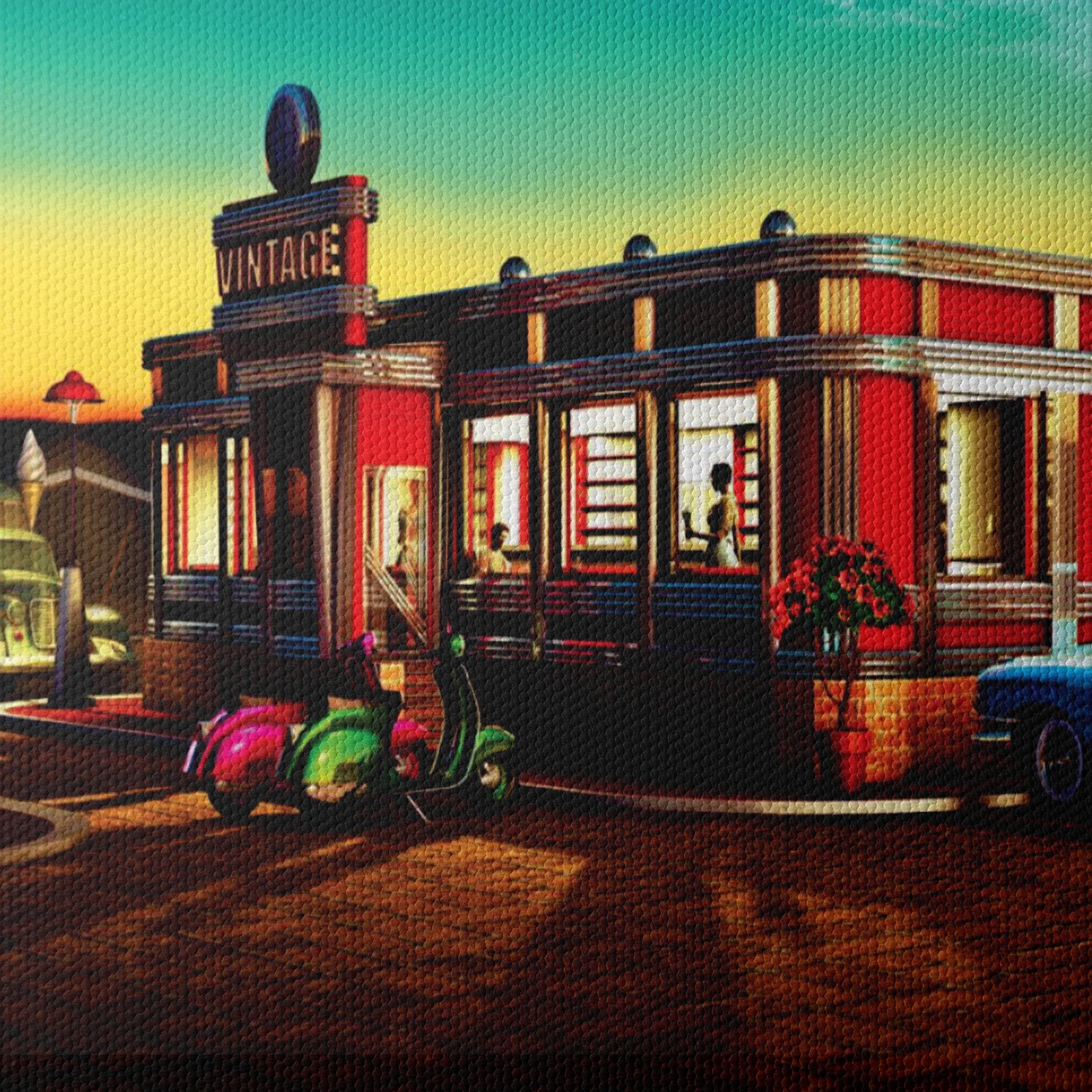 Nostalgic Vintage Diner Scene at Sunset - Image 4