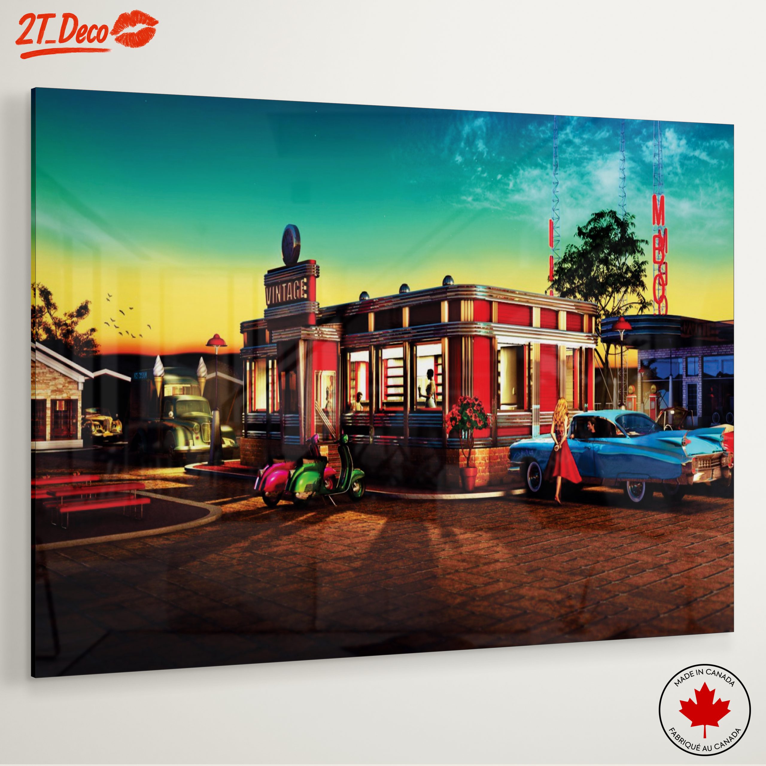 Nostalgic Vintage Diner Scene at Sunset - Image 6
