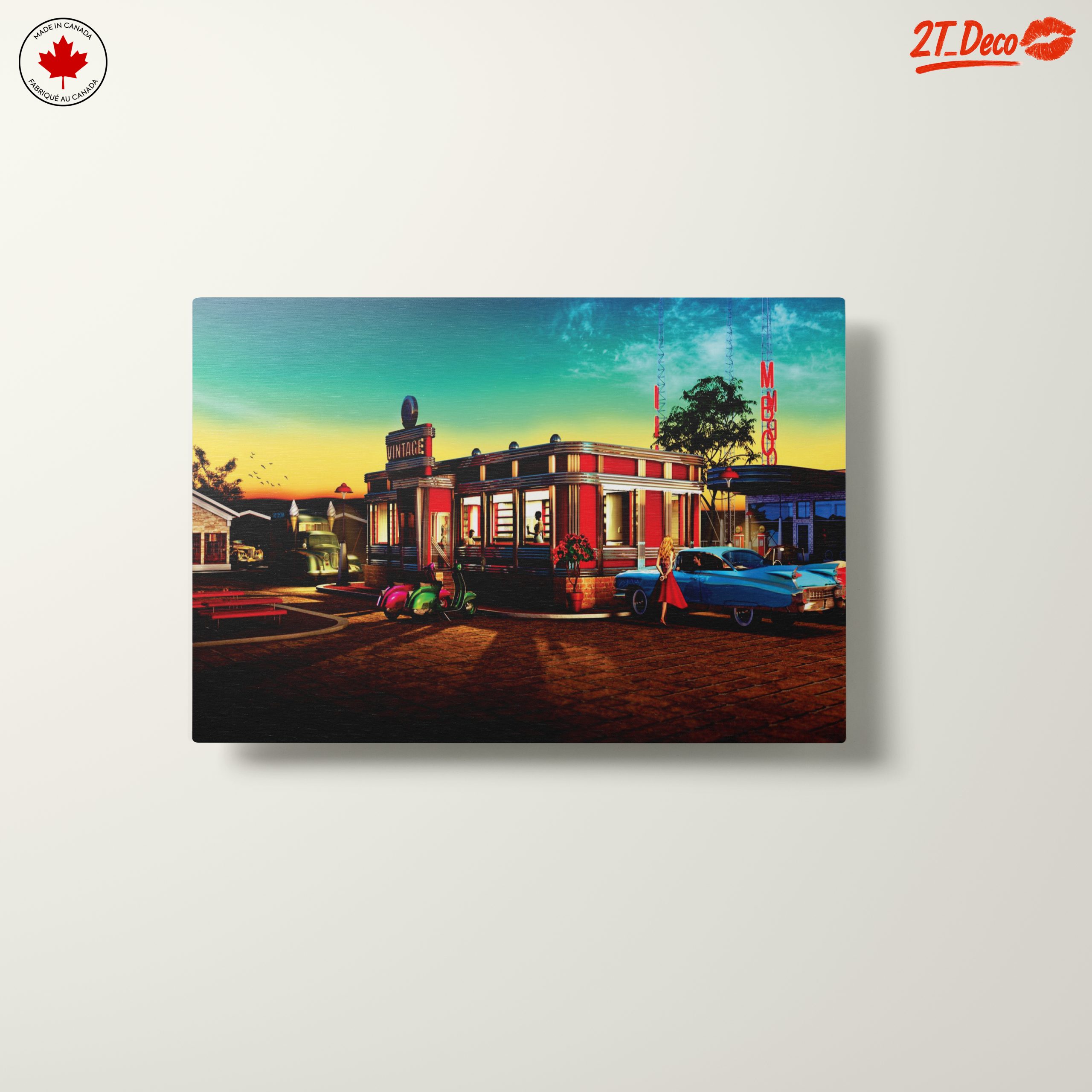 Nostalgic Vintage Diner Scene at Sunset - Image 10