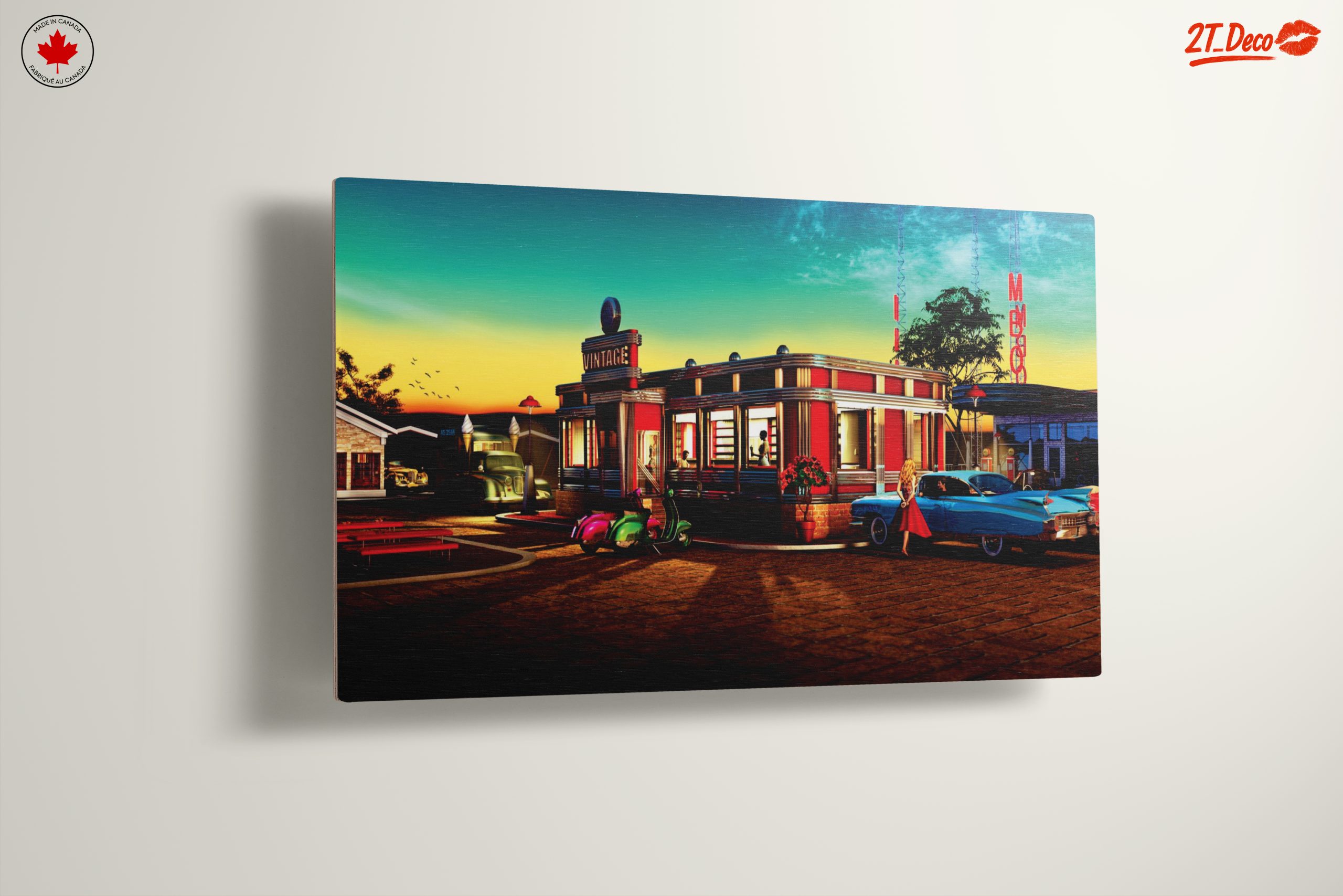 Nostalgic Vintage Diner Scene at Sunset - Image 13