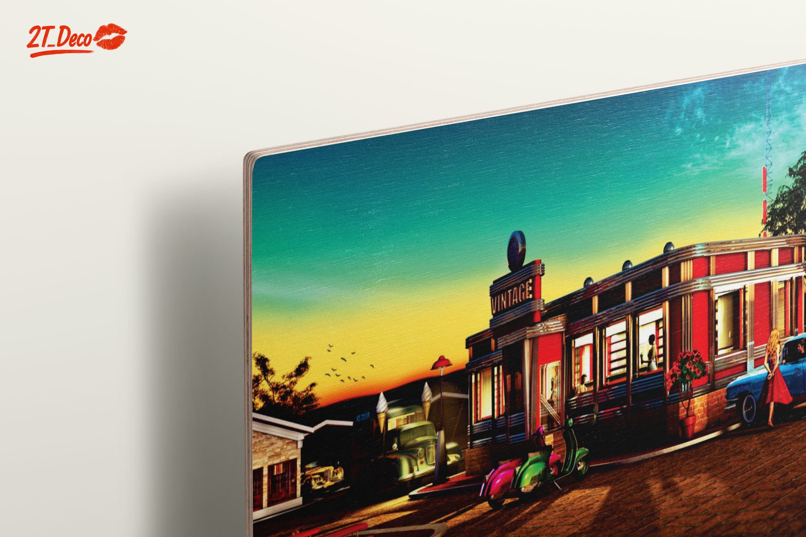 Nostalgic Vintage Diner Scene at Sunset - Image 15