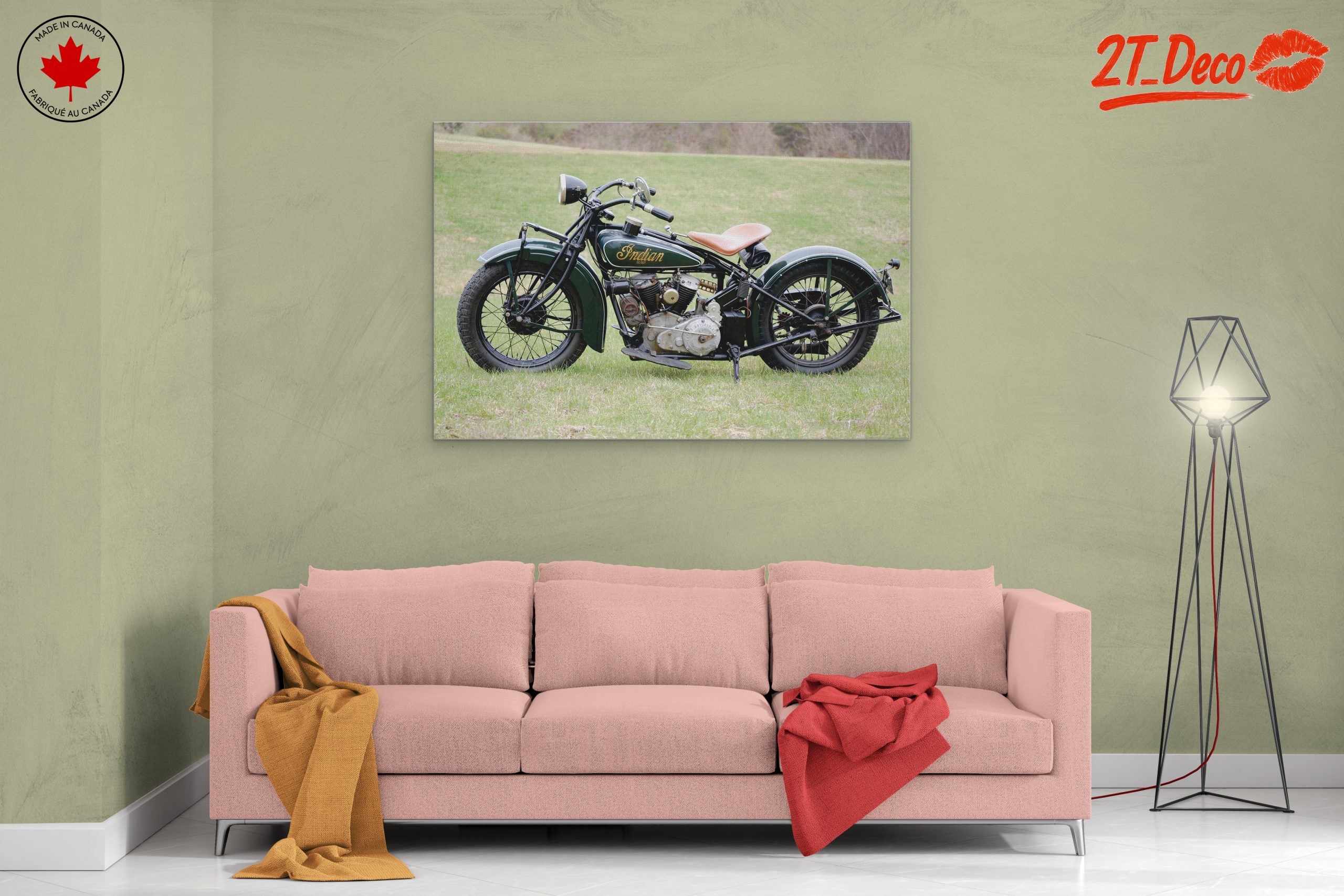Classic Indian Motorcycle on Green Grass - Image 2