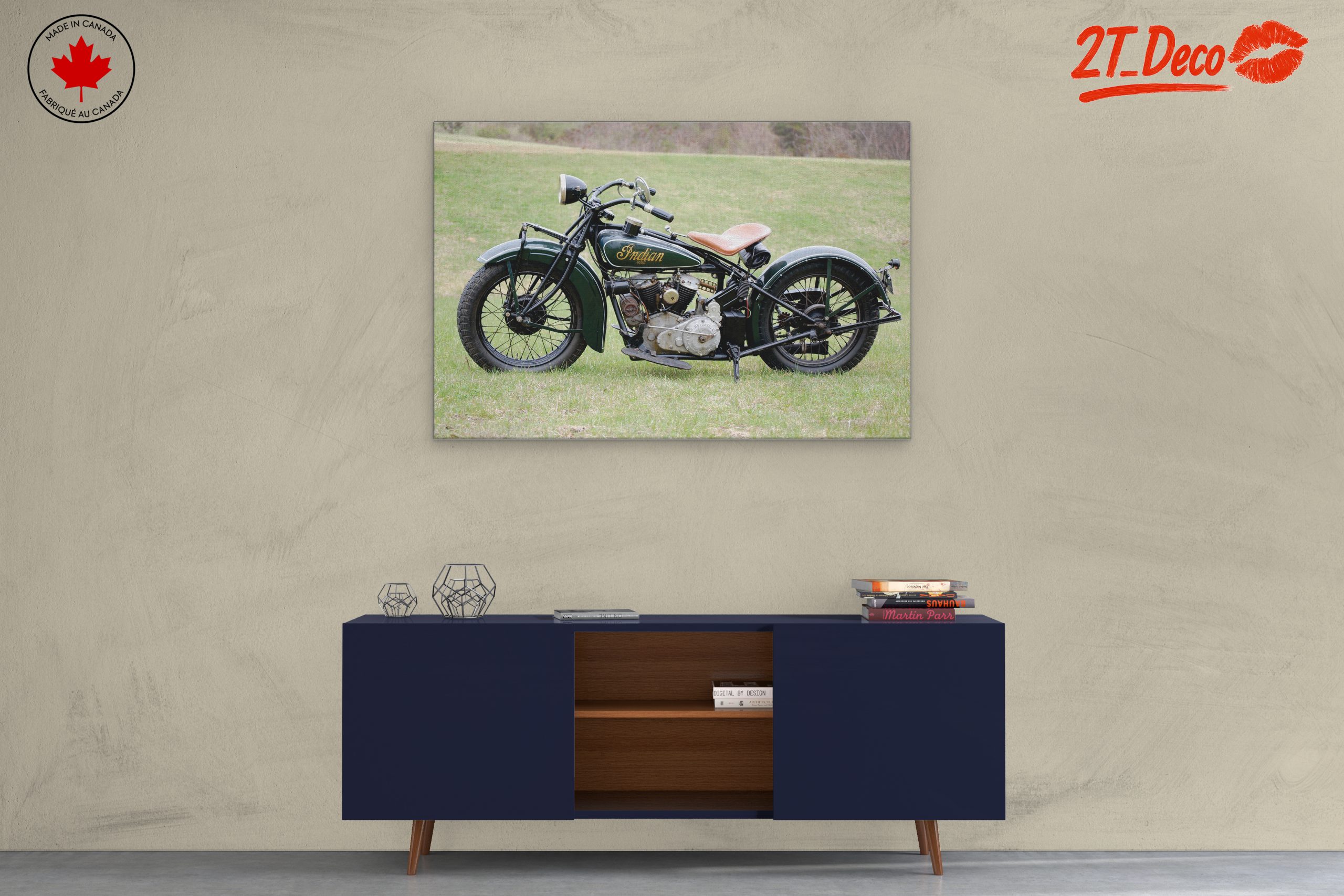 Classic Indian Motorcycle on Green Grass - Image 3