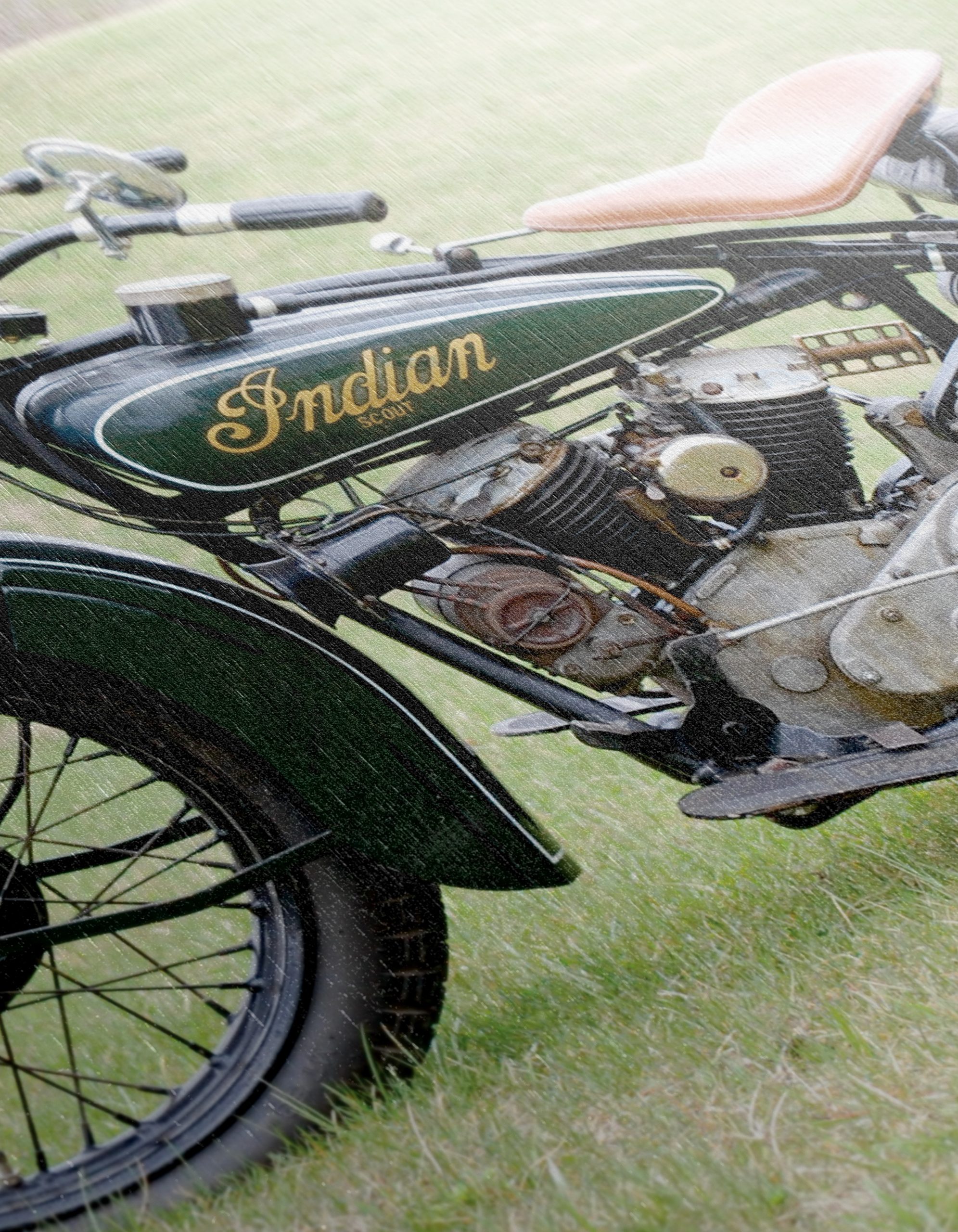 Classic Indian Motorcycle on Green Grass - Image 12
