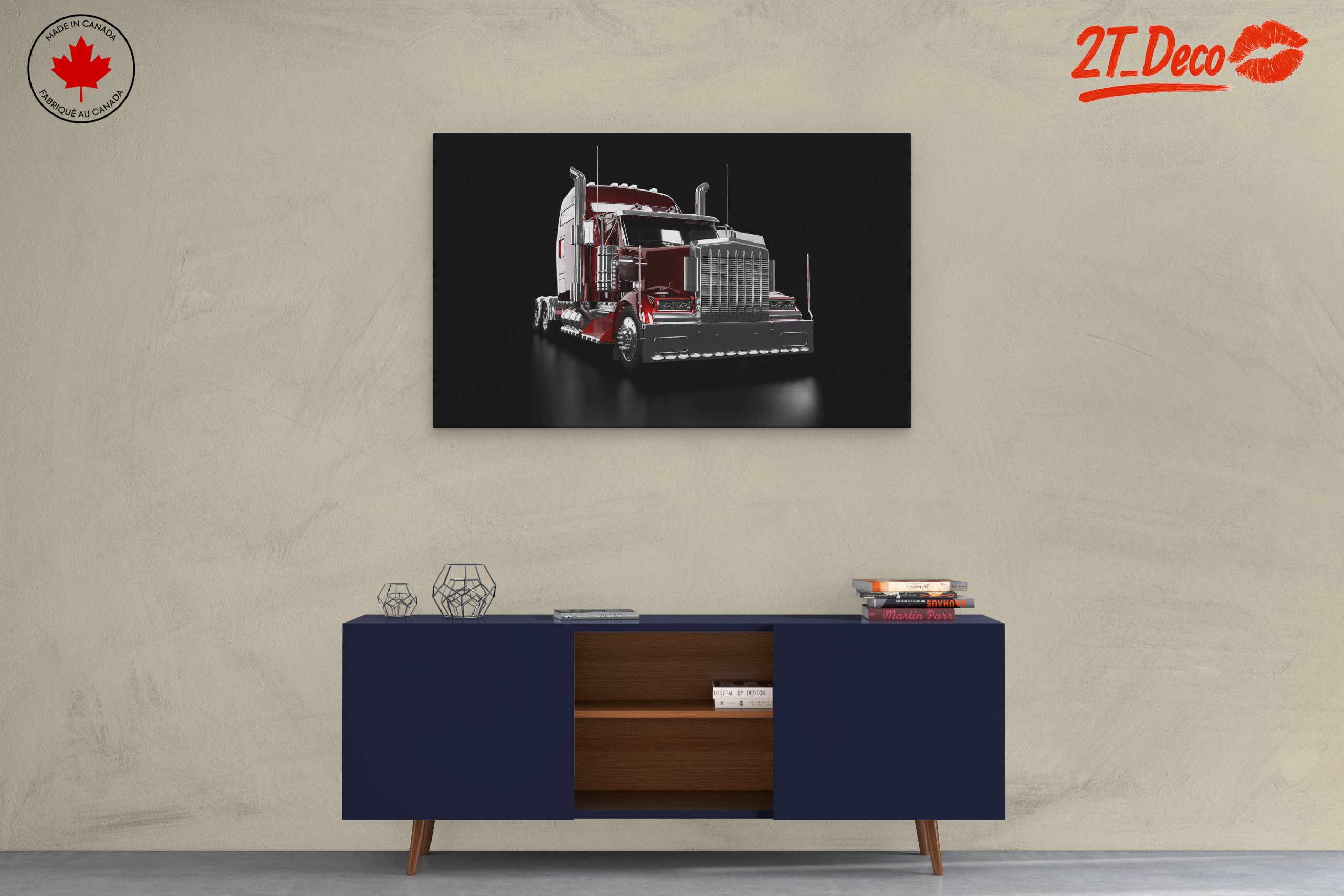 Stylish Red Truck Art for Enthusiasts - Image 3