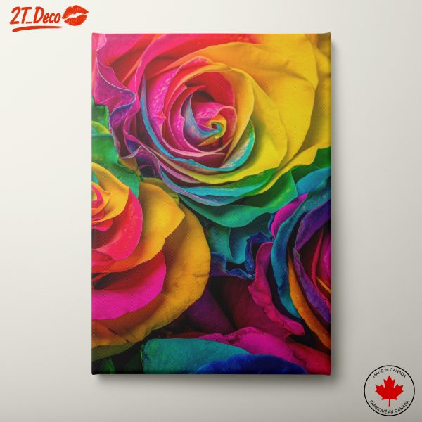 Vibrant Rainbow Roses Floral Art