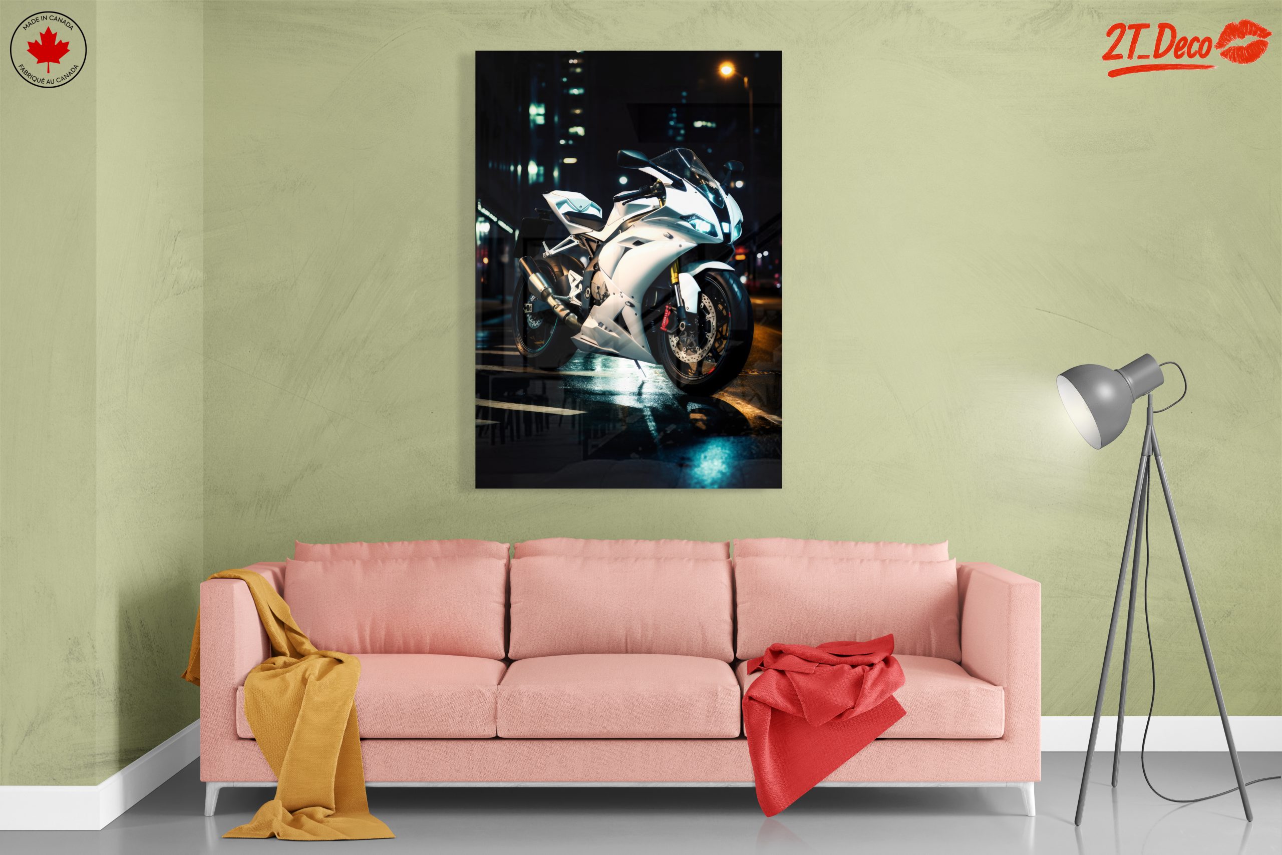 Sleek White Motorcycle Under City Lights - Image 7