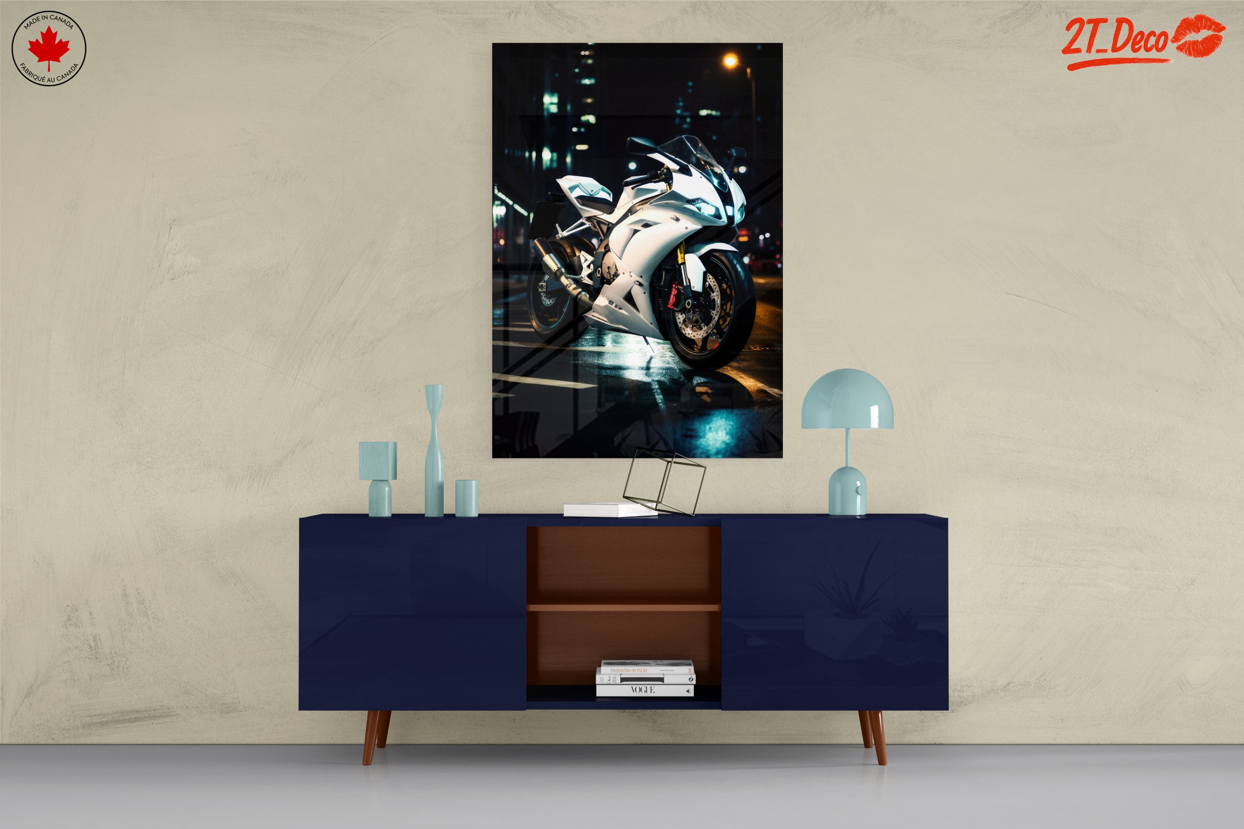 Sleek White Motorcycle Under City Lights - Image 8