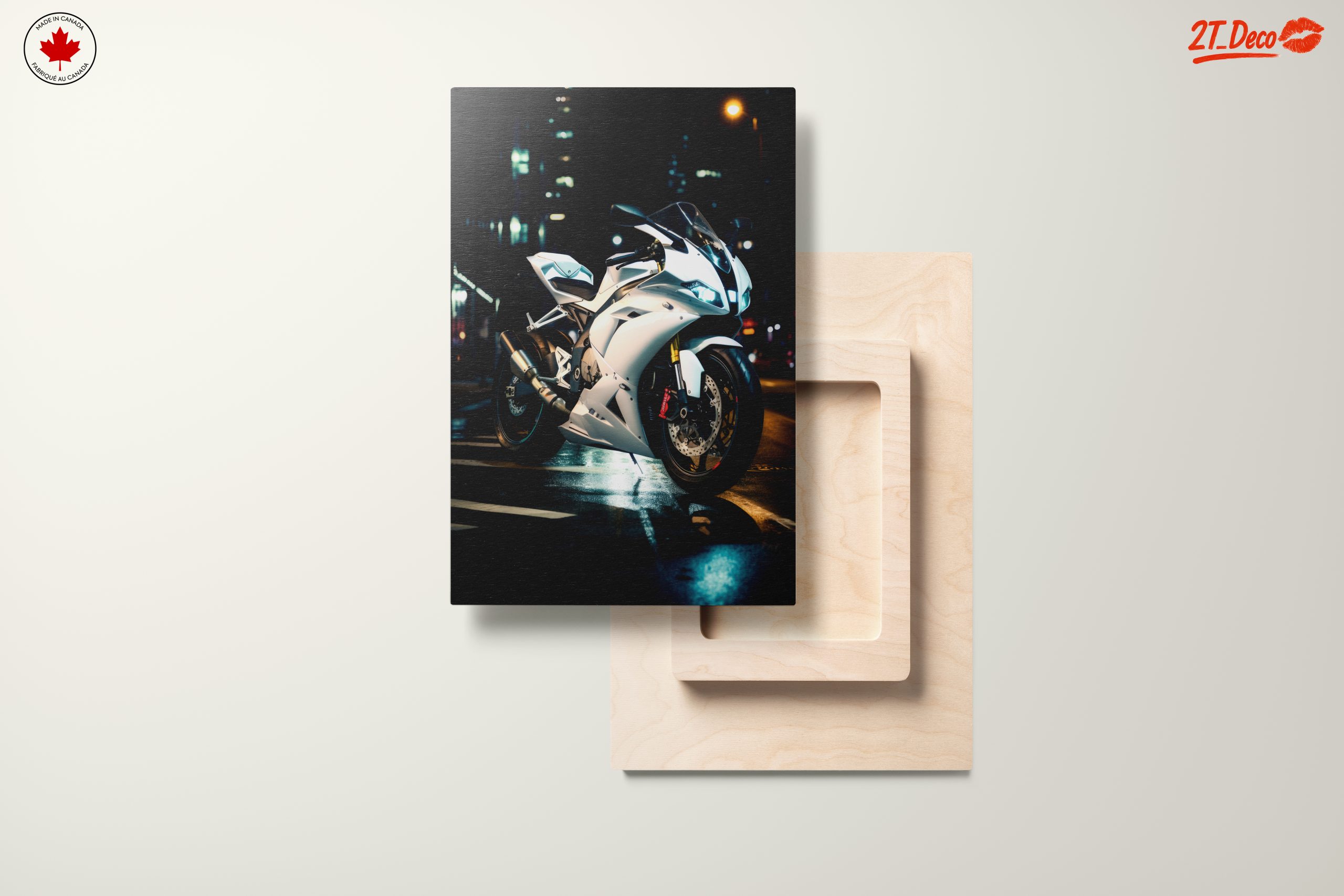 Sleek White Motorcycle Under City Lights - Image 11