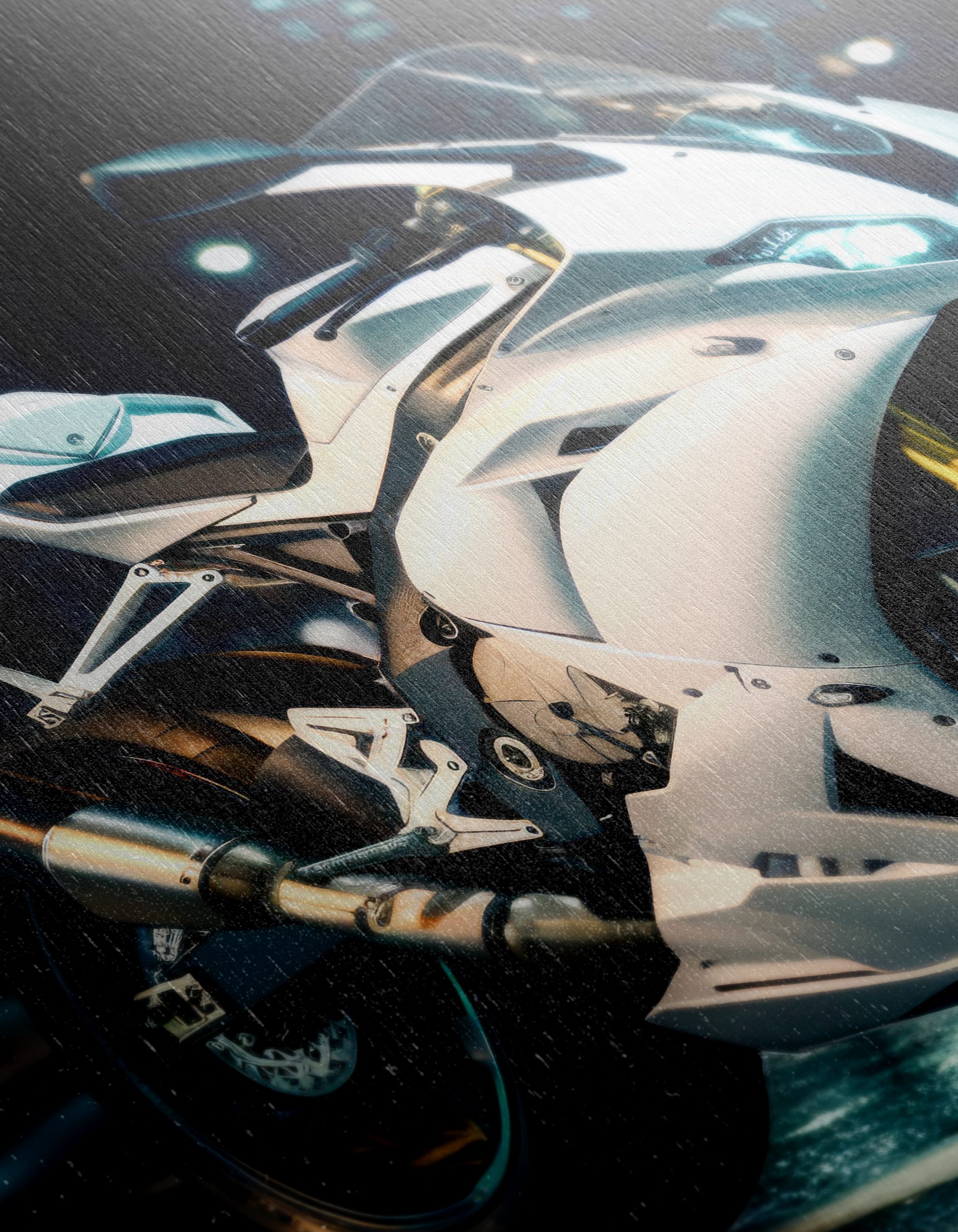 Sleek White Motorcycle Under City Lights - Image 12