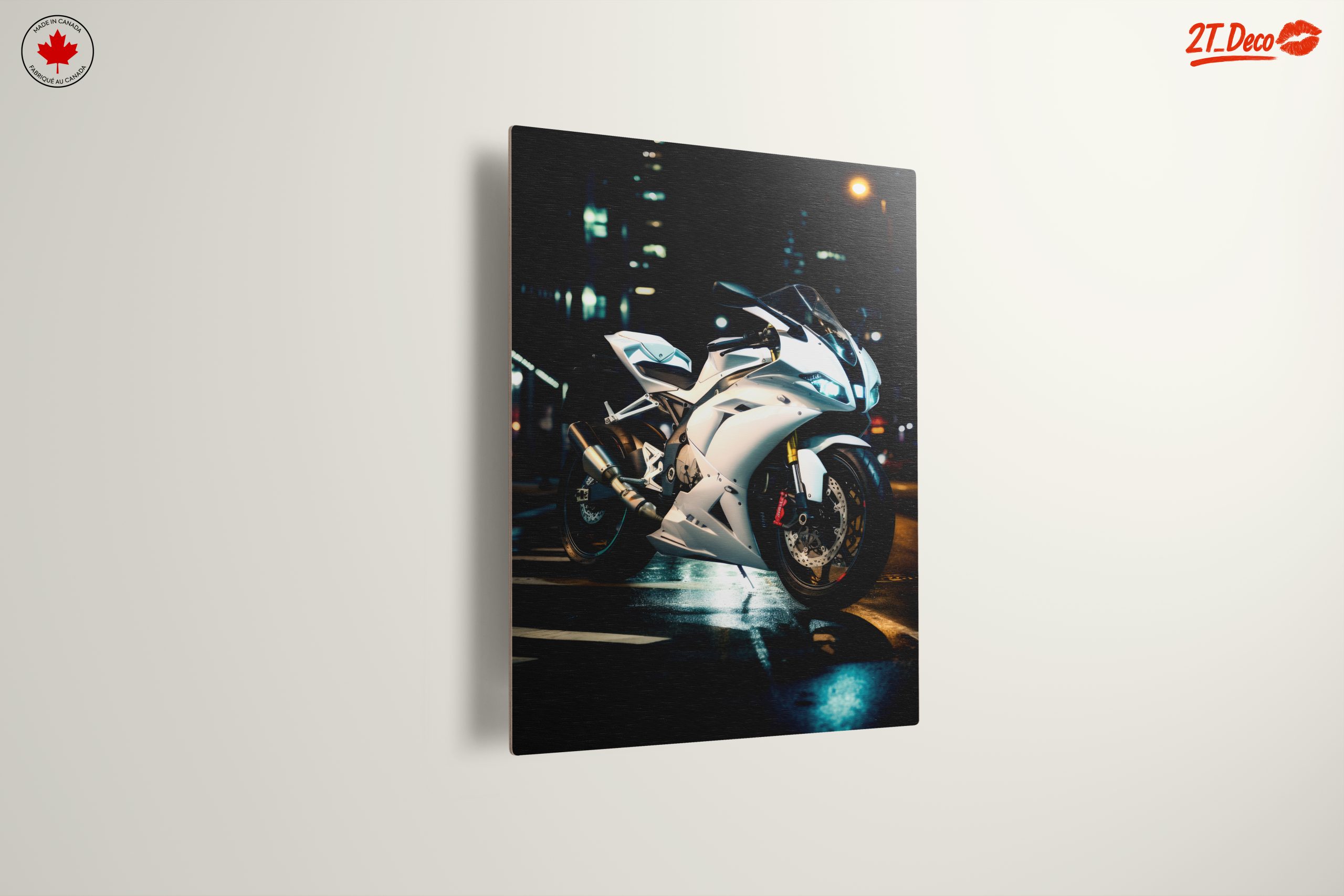 Sleek White Motorcycle Under City Lights - Image 13