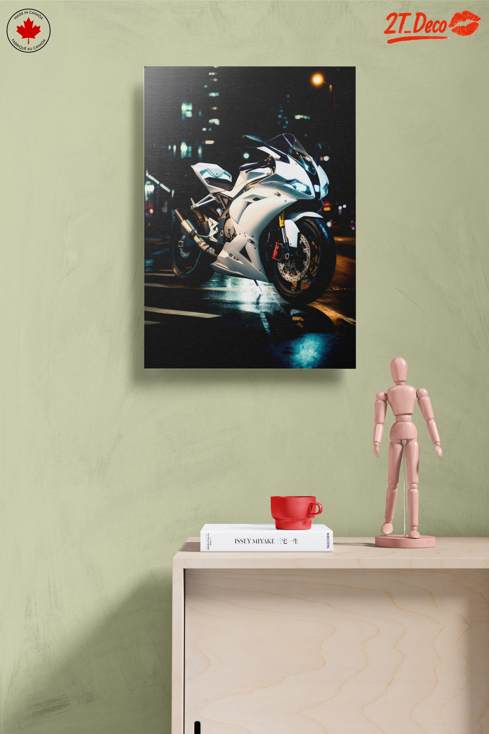 Sleek White Motorcycle Under City Lights - Image 14