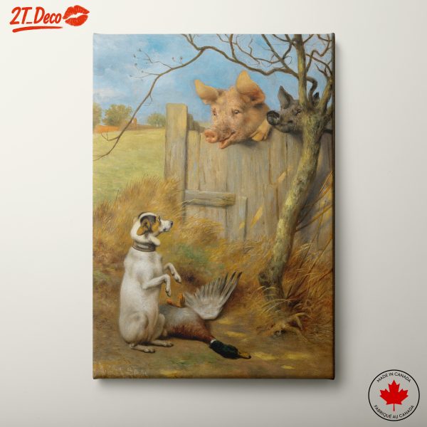 Charming Rural Scene with a Dog and Farm Animals