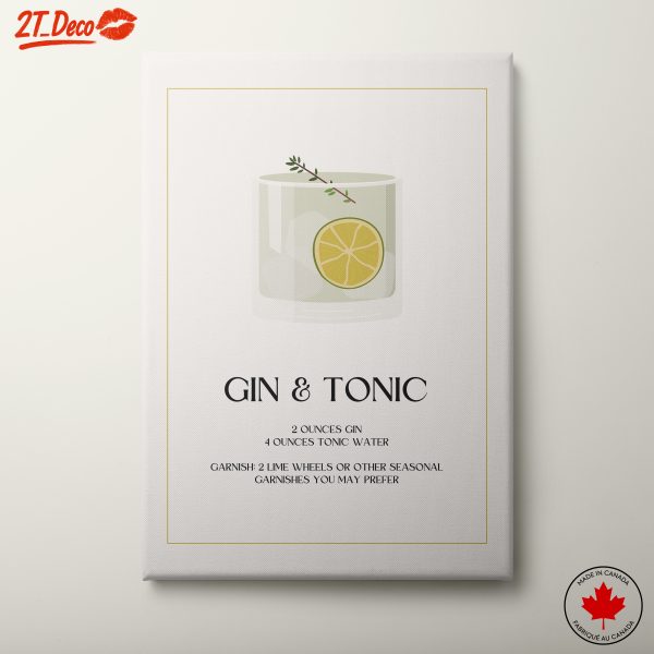 Stylish Cocktail Recipe Art for Home Bar