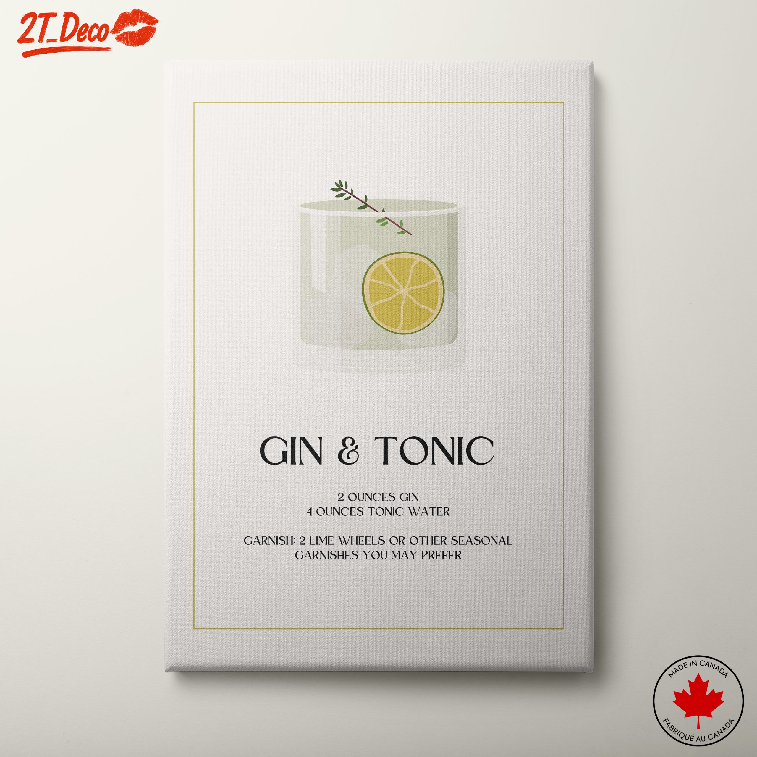 Stylish Cocktail Recipe Art for Home Bar