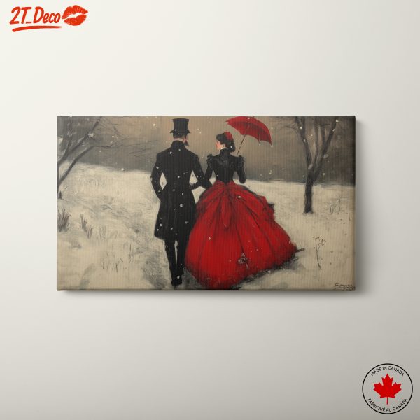 Romantic Winter Scene with a Couple