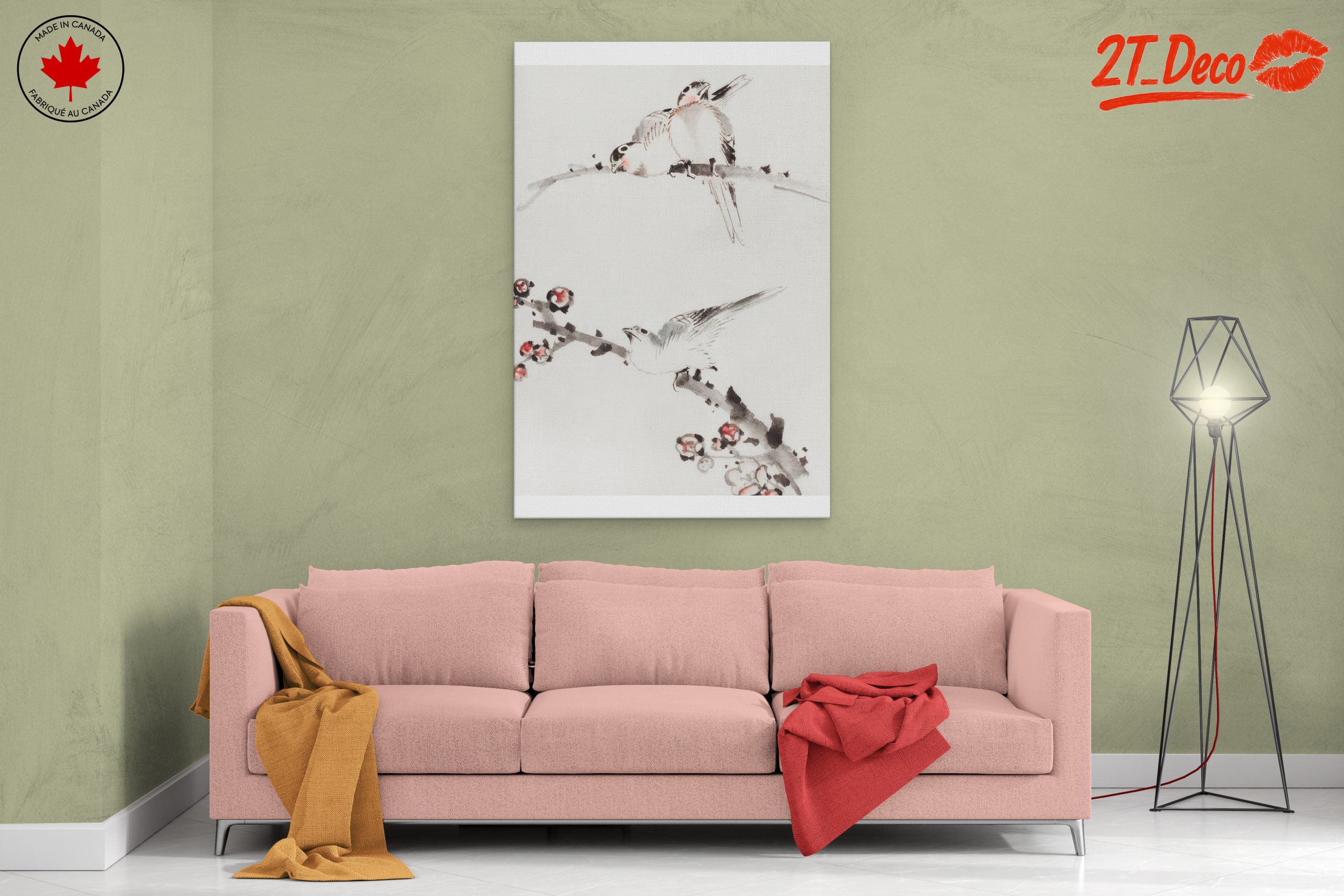Elegant Bird and Blossom Watercolor Art - Image 2